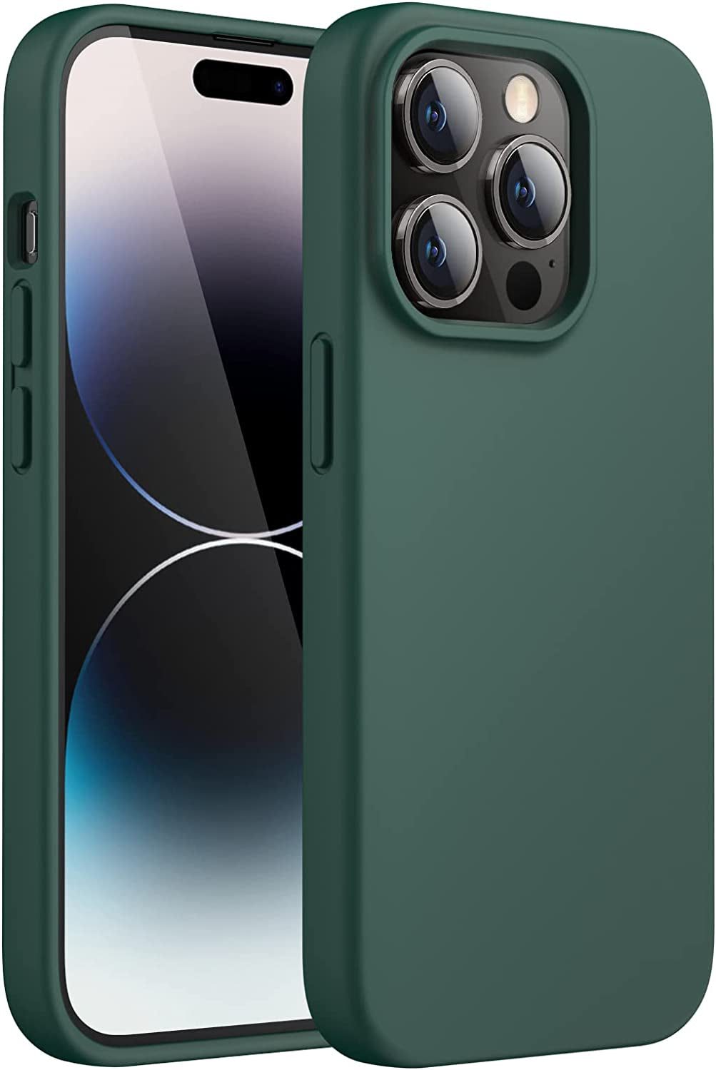 Jetech Silicone Case for Iphone 14 Pro 6.1-Inch (NOT for Iphone 14 Pro Max 6.7-Inch), Silky-Soft Touch Full-Body Protective Phone Case, Shockproof Cover with Microfiber Lining (Navy)  JETech Midnight Green  