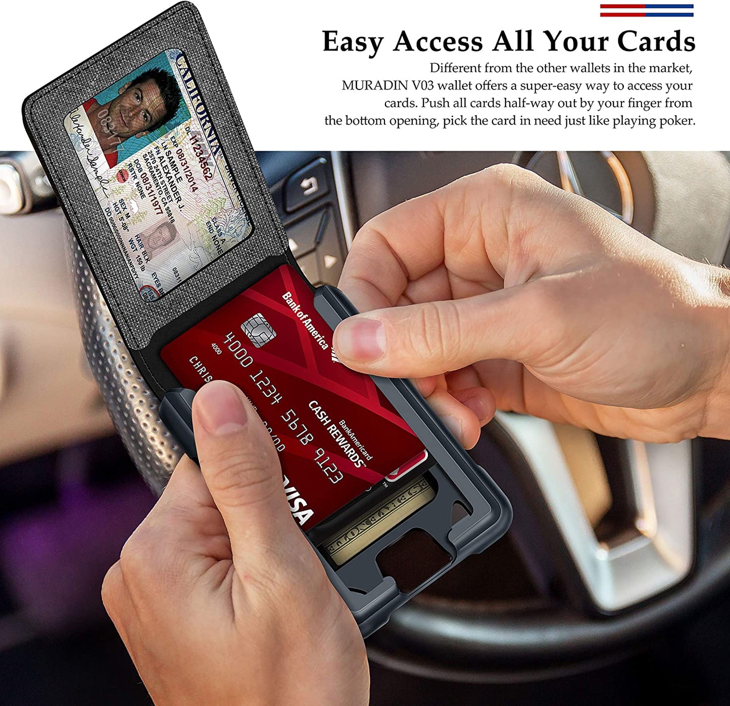 MURADIN Mens Wallet Tactical Bifold Wallets for Men Metal RFID Blocking Aluminum Money Cards Holder Gifts for Men  MURADIN   