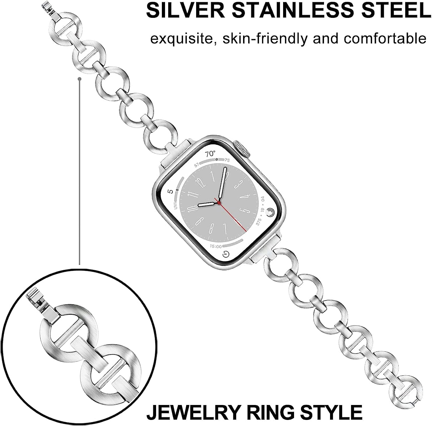 Trumirr Band for Apple Watch Series 8 7 / SE (2Nd Gen) Starlight Women, Stainless Steel Watchband Feminine Jewelry Strap for Iwatch Apple Watch Ultra SE Series 8 7 6 5 4 3 2 1  TRUMiRR   