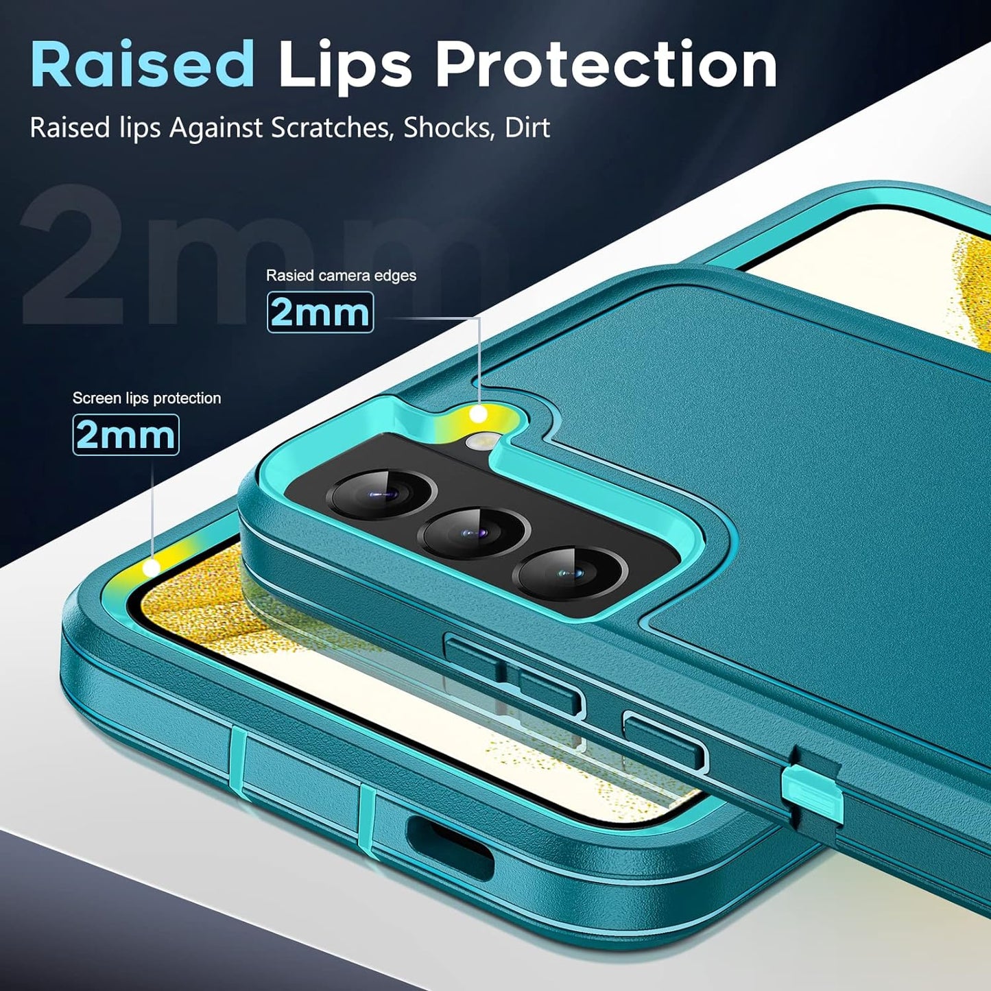 Leyi for S22 plus Case, Galaxy S22 plus Case, 3 in 1 Full Body Shockproof Rubber Dustproof Rugged Defender Protection Case for S22 Plus, Teal  LeYi   