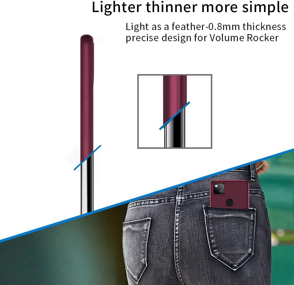 X-Level Google Pixel 4A Case Slim Fit Mobile Phone Case [Guardian Series] Soft TPU Matte Finish Ultra-Thin Light Protective Cell Phone Back Cover for Google Pixel 4A-Wine Red  pipilu   