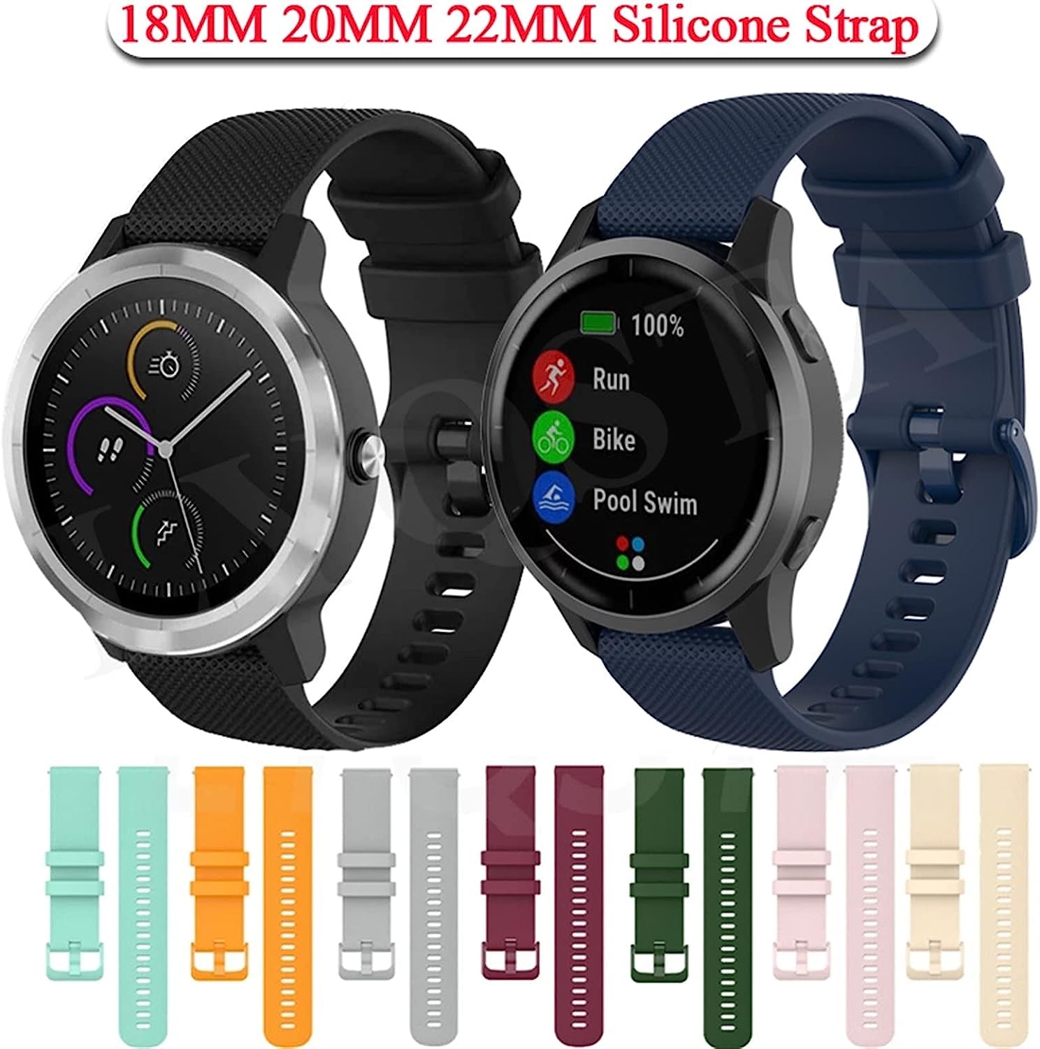 SNKB 18 20 22Mm Watch Band for Garmin Venu Vivoactive 3 Vivomove HR Silicone Wristband Strap Vivoactive4 4S Forerunner 245 645  SNKB   