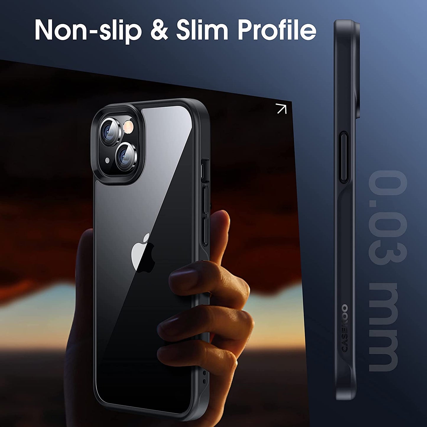 CASEKOO Crystal Clear for Iphone 14 Case & Iphone 13 Case, [Not Yellowing] [Military Grade Drop Protection] Shockproof Protective Phone Case 6.1 Inch 2022 Black  CASEKOO   