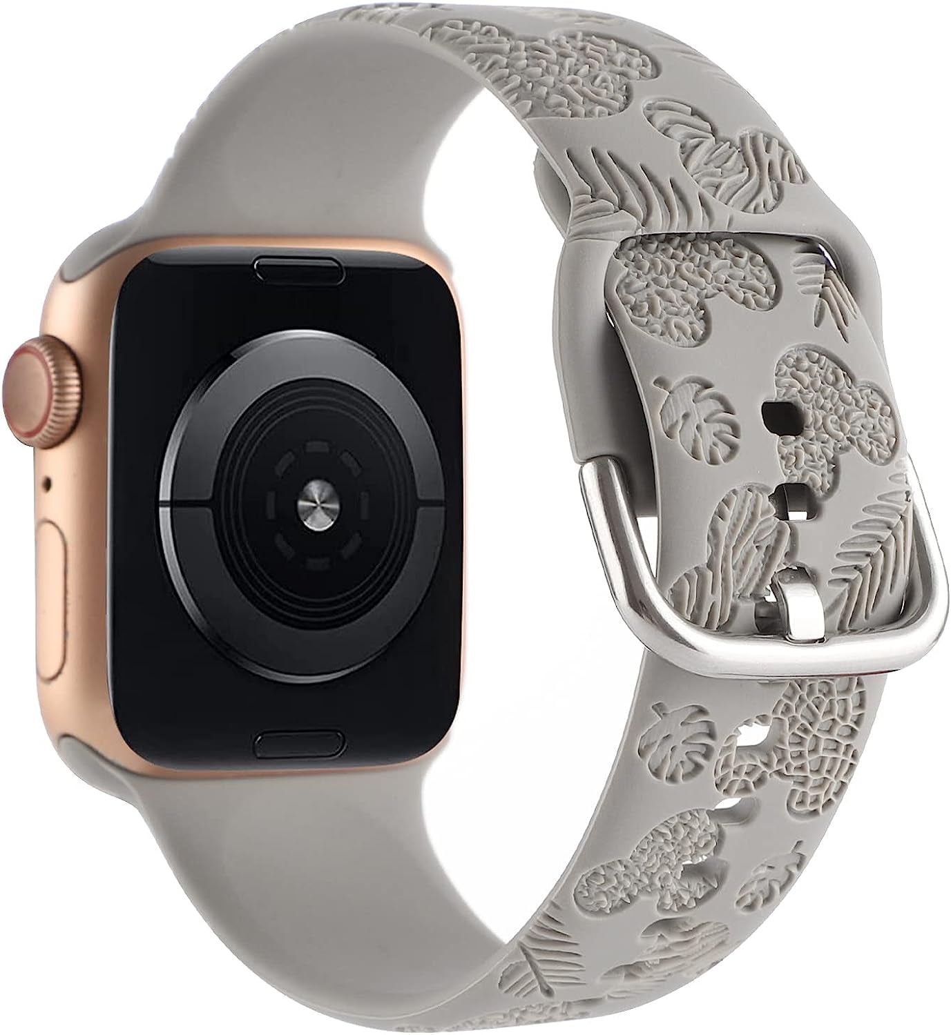 Cartoon Leopard Zebra Engraved Silicone Watchband Cute Soft Strap Sport Bracelet Band Compatible with Apple Watch Series 8 7 6 5 4 3 2 1/SE Ultra  Gadgetisan Gray 38/40/41 mm 