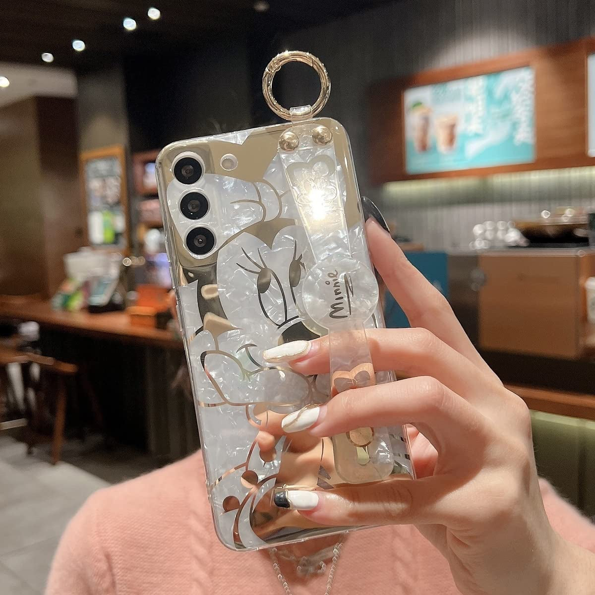 Meishangmei for Samsung Galaxy S22 plus Case 6.6" [NOT 6.1"] Sparkle Bling with Strap Stand Cute Pattern IMD Plating Silicone Shockproof Protective Glitter Cases Cover for Girls and Women - Minnie  Meishangmei   