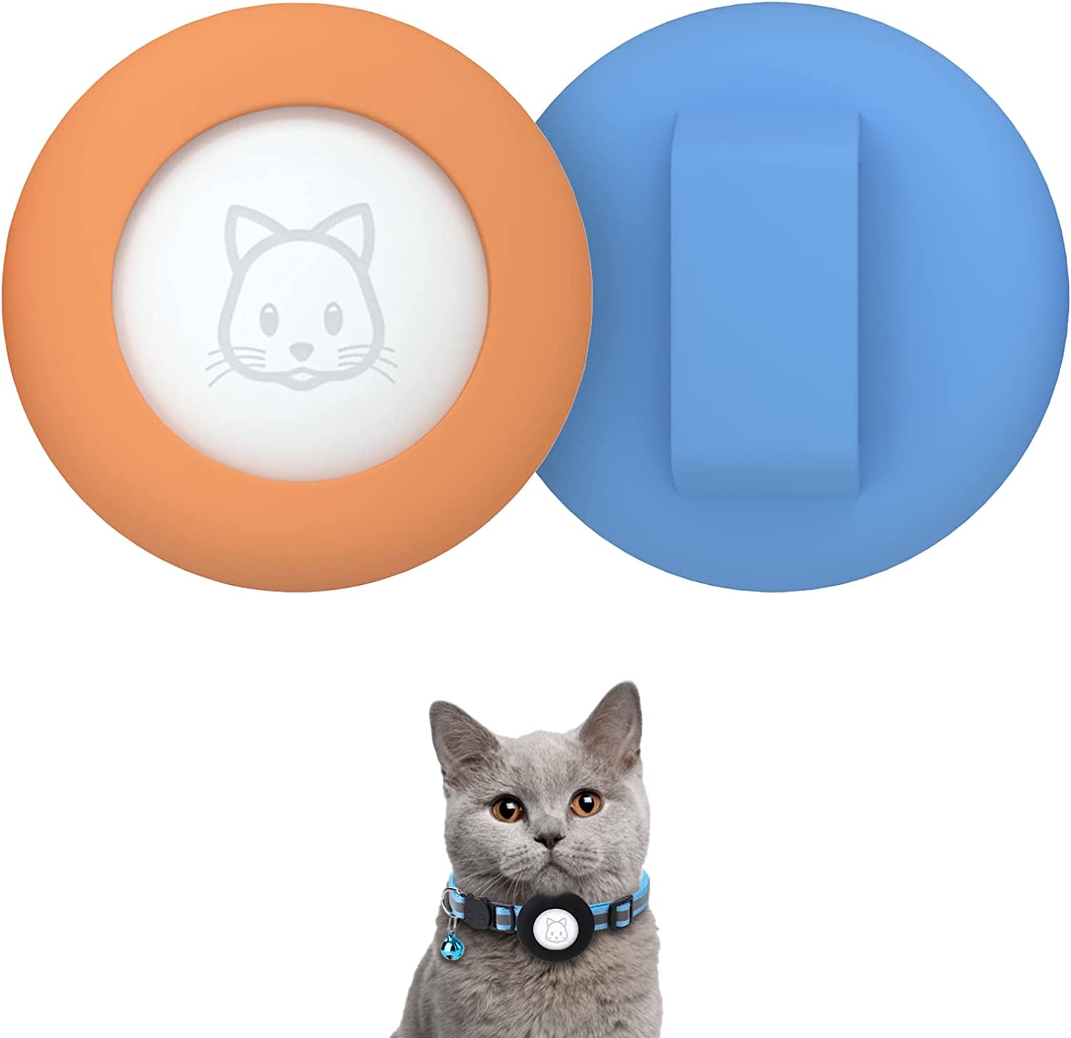 2022 Airtag Cat Collar Holder, Small Air Tag Cat Collar Holder Compatible with Apple Airtag GPS Tracker, 2Pack Waterproof Case Cover for Cat Dog Pet Collar within 3/8 Inch (2 Black)  SimpleThings Orange&SkyBlue  