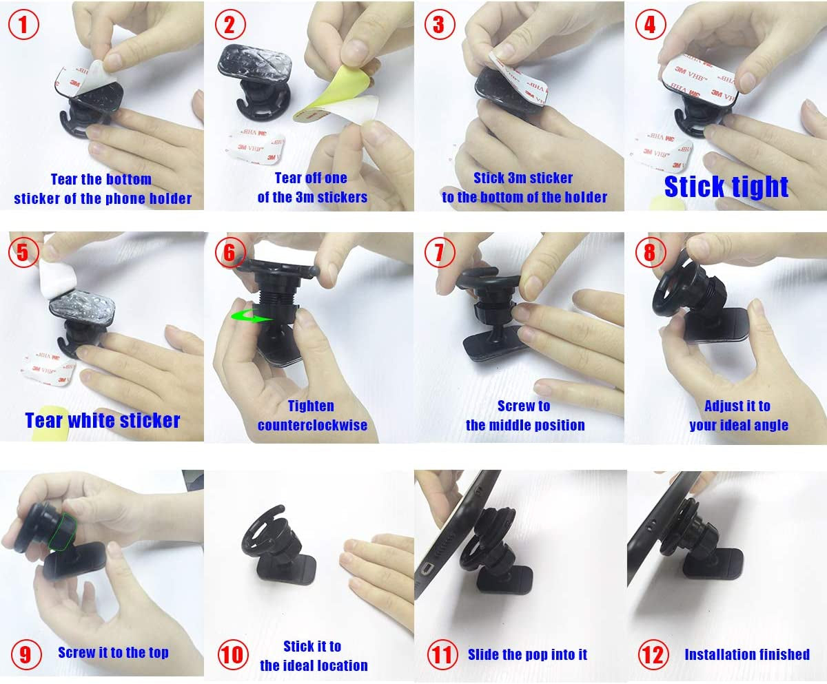 [2PCS PACK] KHTONE Car Phone Mount, Dashboard Sticker Phone Holder for It up Grip, Design Fort User, Easy Clip  KHTONE   