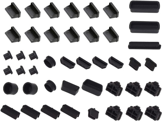 Anti Dust Plug,Hfeix Silicone Cap Computer Port Cover PC Interface Stopper Socket Protecor Kit Black (Black 44)  HFEIX   