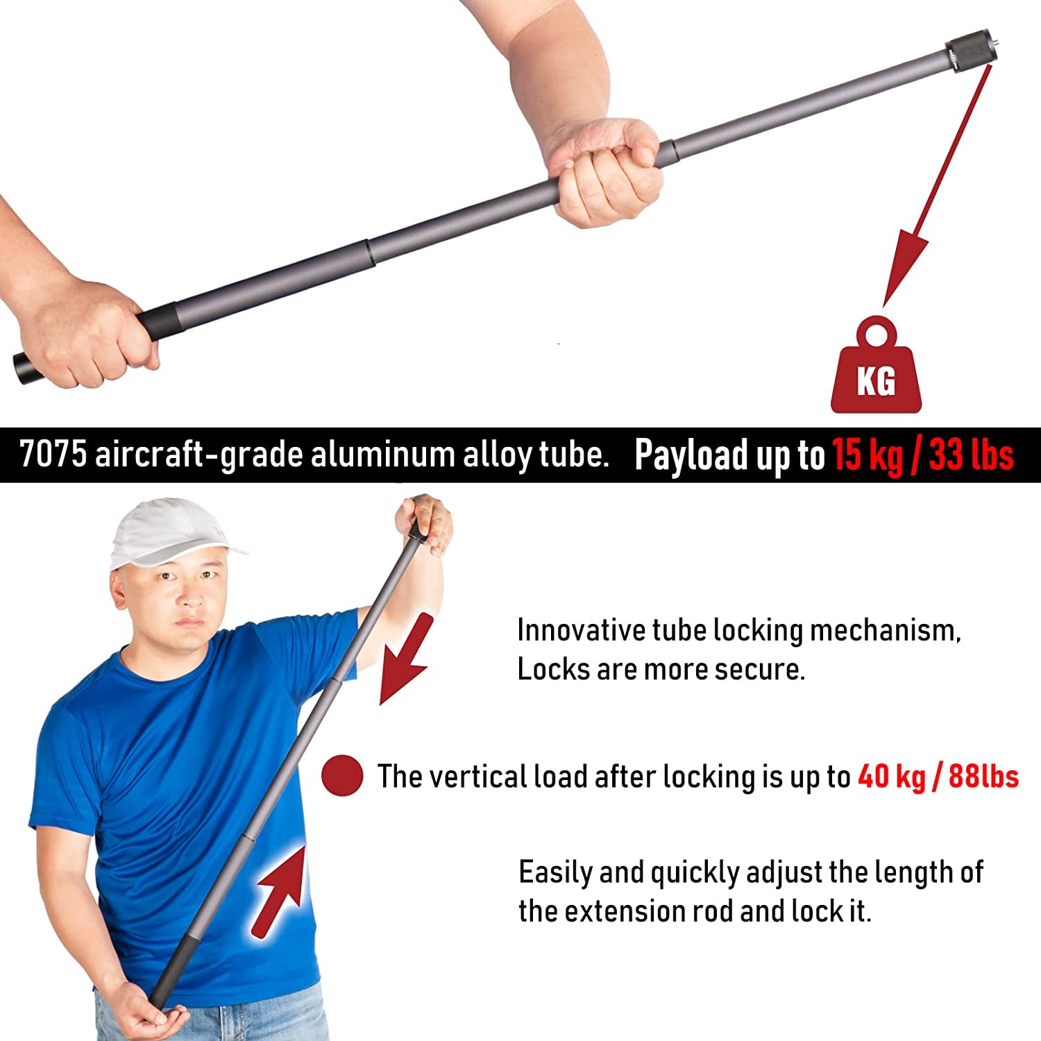 Gimbal Extension Pole,Lightweight and Strong 3 Section Camera Extension Pole Universal Compatible with Digtital Camera Iphone Smartphone Gimbal Stabilizer Camera Pole  Zelnoox   