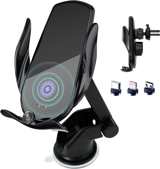 Wireless Car Charger,15W Fast Charging Car Charger Phone Holder Mount, Auto Clamping Car Charger Phone Mount Phone Holder for Iphone 14 13 12 11, Samsung Galaxy S23+ S22, Etc  Wireless Car Charger   