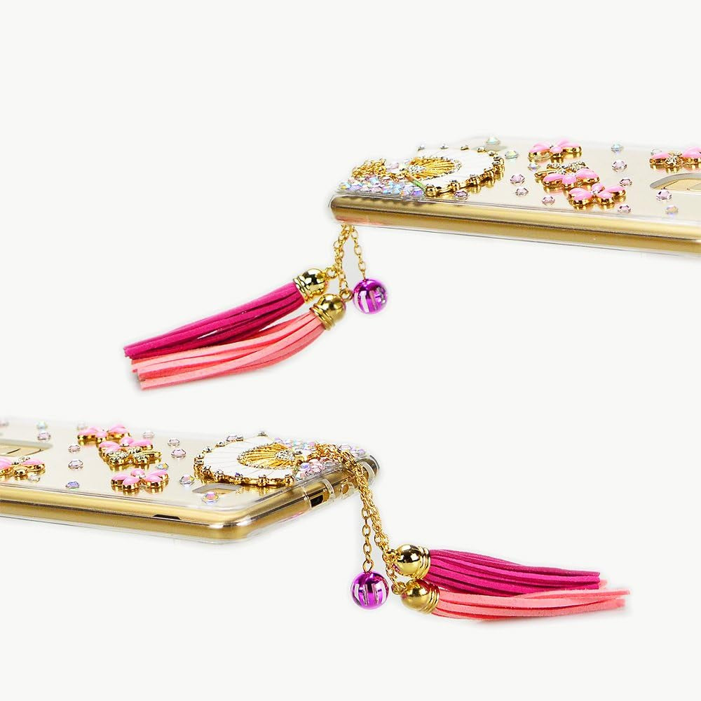 STENES LG G6 / LG G6 plus Case - Luxurious Series 3D Handmade Sparkly Crystal Bling Cover Hybrid Drop Bumper Protection Case with Retro Bows anti Dust Plug - Fan Chain Tassel Flowers  STENES   