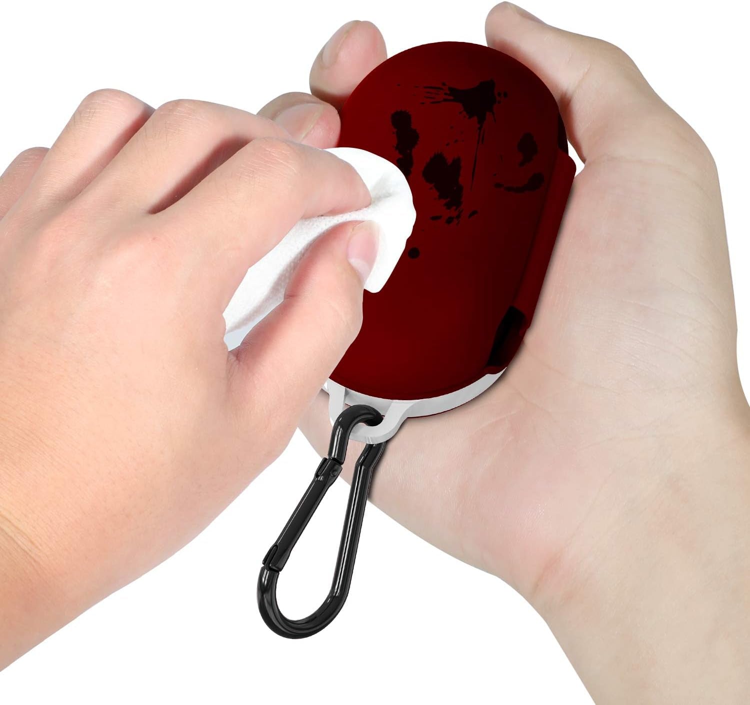 2 Packs Silicone Cover for Galaxy Buds Case/Galaxy Buds + plus Case,With Carabiner Full Body Protections Skin Accessories Compatible Samsung Galaxy Buds plus (Navy Blue and Burgundy)  meiyasy   