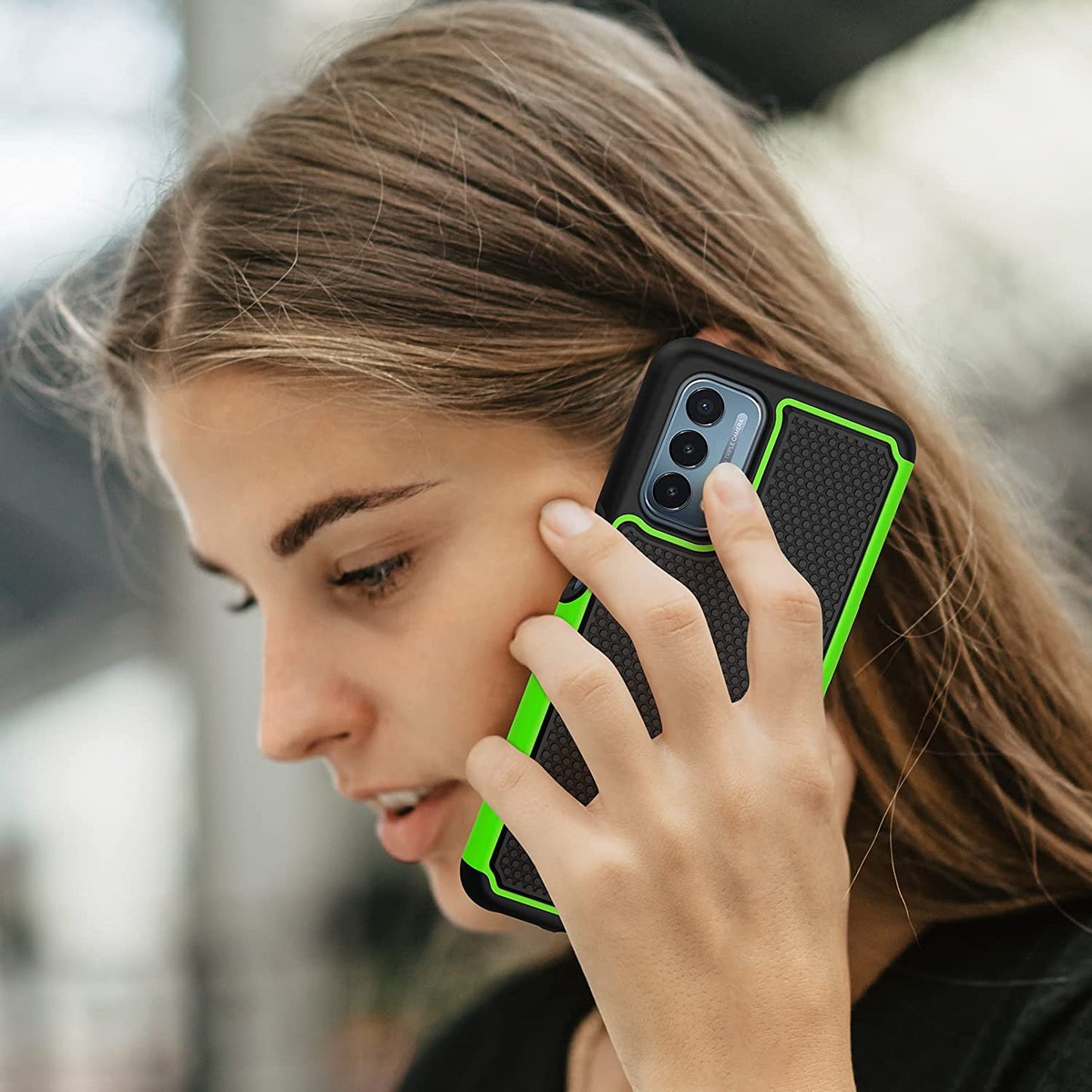 JXVM for Oneplus Nord N200 5G Case: Dual Layer Protective Heavy Duty Cell Phone Cover Shockproof Rugged with Non Slip Textured Back - Military Protection Bumper - 6.49Inch (Black Green)  binghexin   