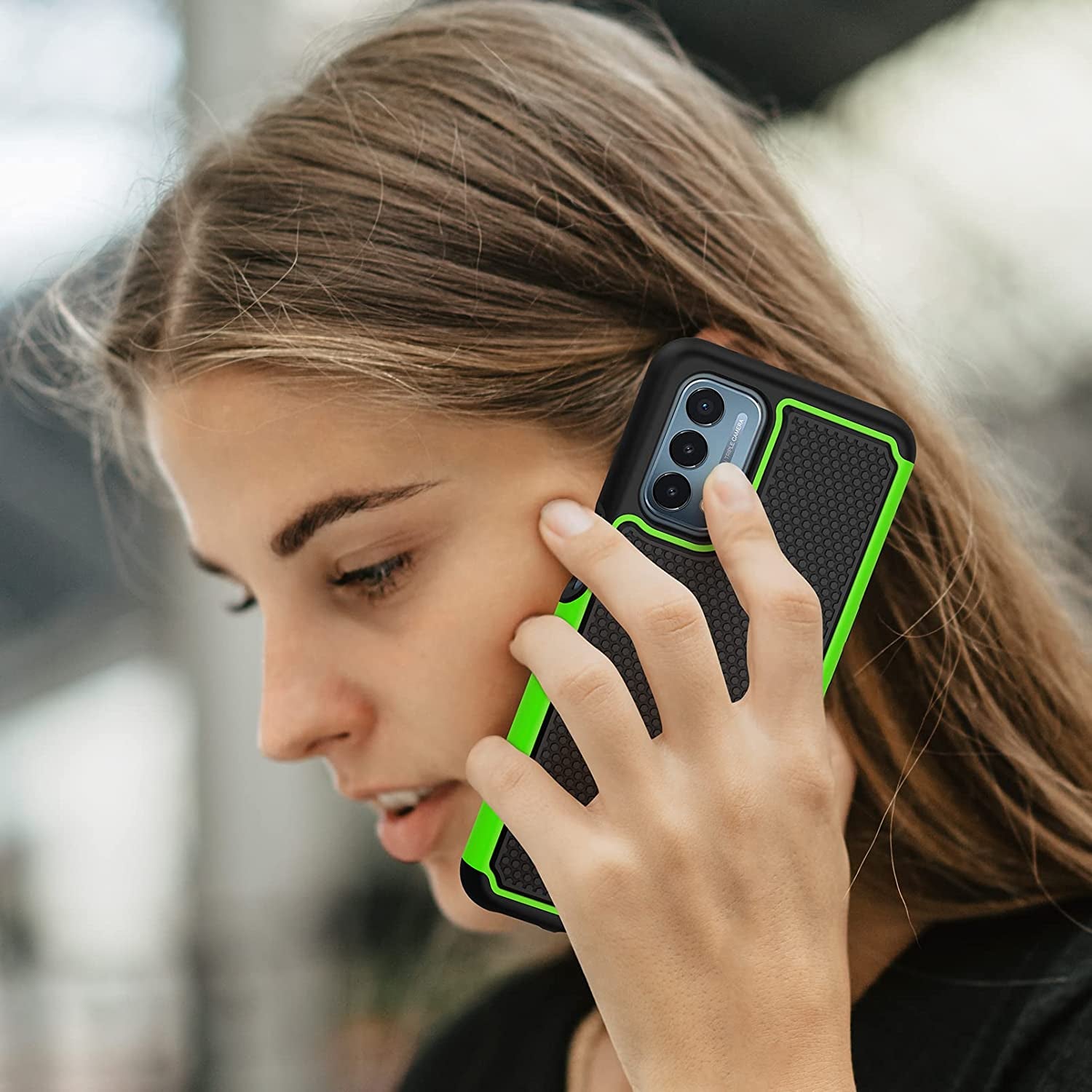 JXVM for Oneplus Nord N200 5G Case: Dual Layer Protective Heavy Duty Cell Phone Cover Shockproof Rugged with Non Slip Textured Back - Military Protection Bumper - 6.49Inch (Black Green)  binghexin   