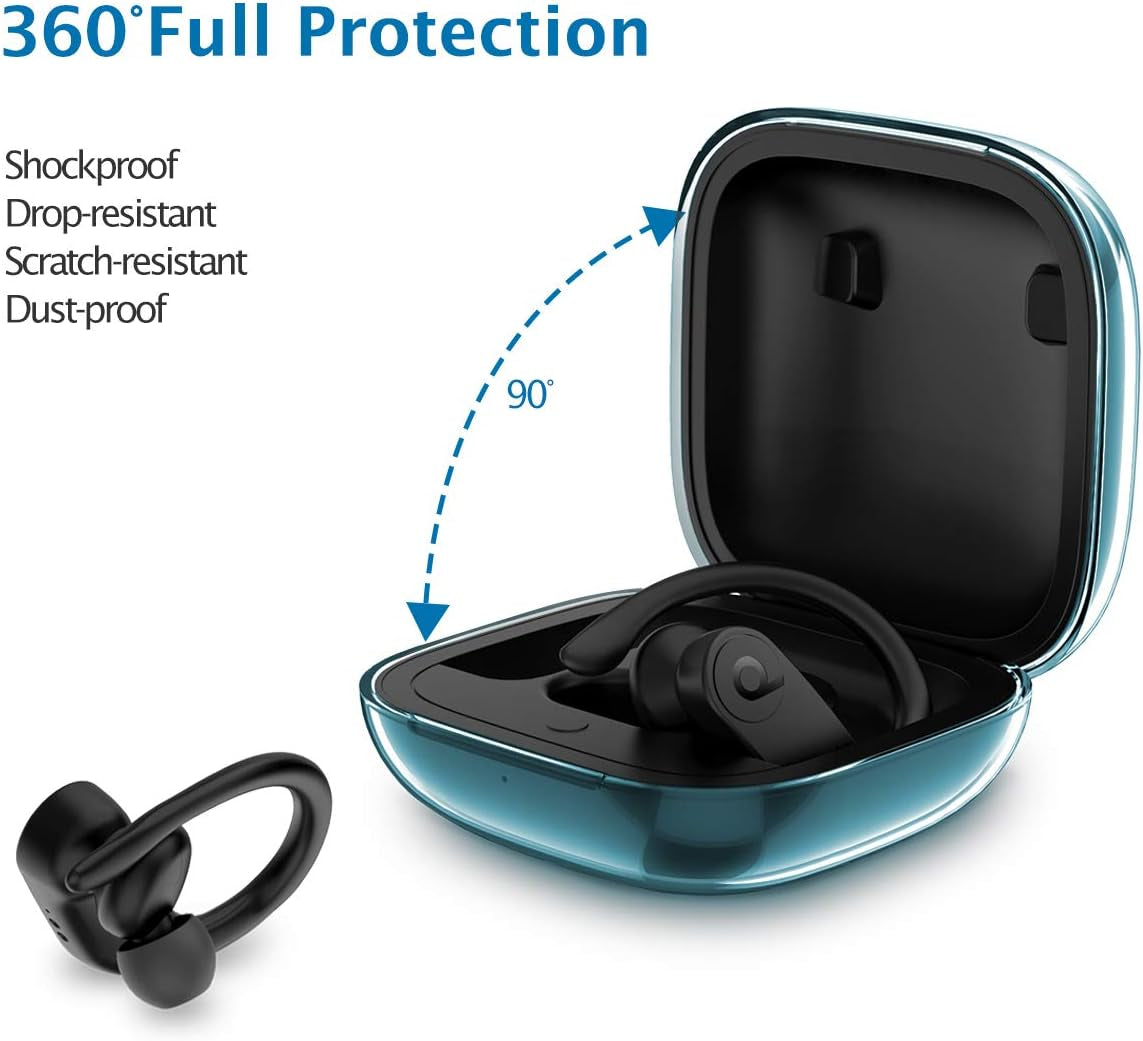 Clear Cover for Powerbeats Pro Case, KMMIN Transparent Case Cover for 2019 Newest Beats Powerbeats Pro Soft TPU Portable Shockproof Scratch-Resistant Skin with Anti-Lost Lanyard and Storage Case  KMMIN   