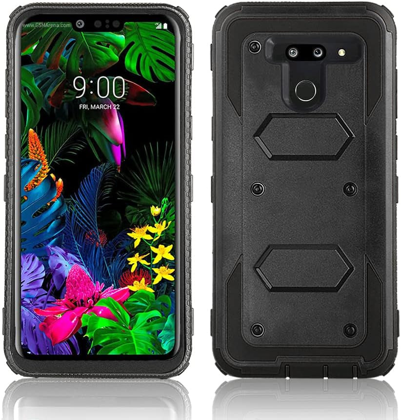 Asuwish Phone Case for LG G8 Thinq Cover Hybrid Rugged Shockproof Hard Drop Proof Full Body Protective Heavy Duty Mobile Slim Cell Accessories LGG8 Thin Q G 8 LG8 G8Thinq Lgg8Thinq 8G Women Men Black  Asuwish   