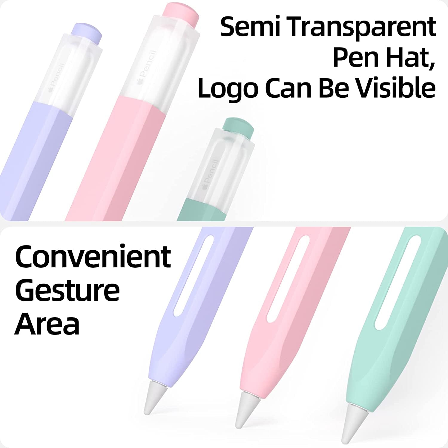 JOOSKO [3 Pack] Pencil Case for Apple Pencil 2Nd Generation Case, Classic Design, Durable Silicone Case, [With 10 Silicone Tip Cover], for Apple Pencil 2Nd Generation. (Purple, Light Blue, Pink)  JOOSKO   