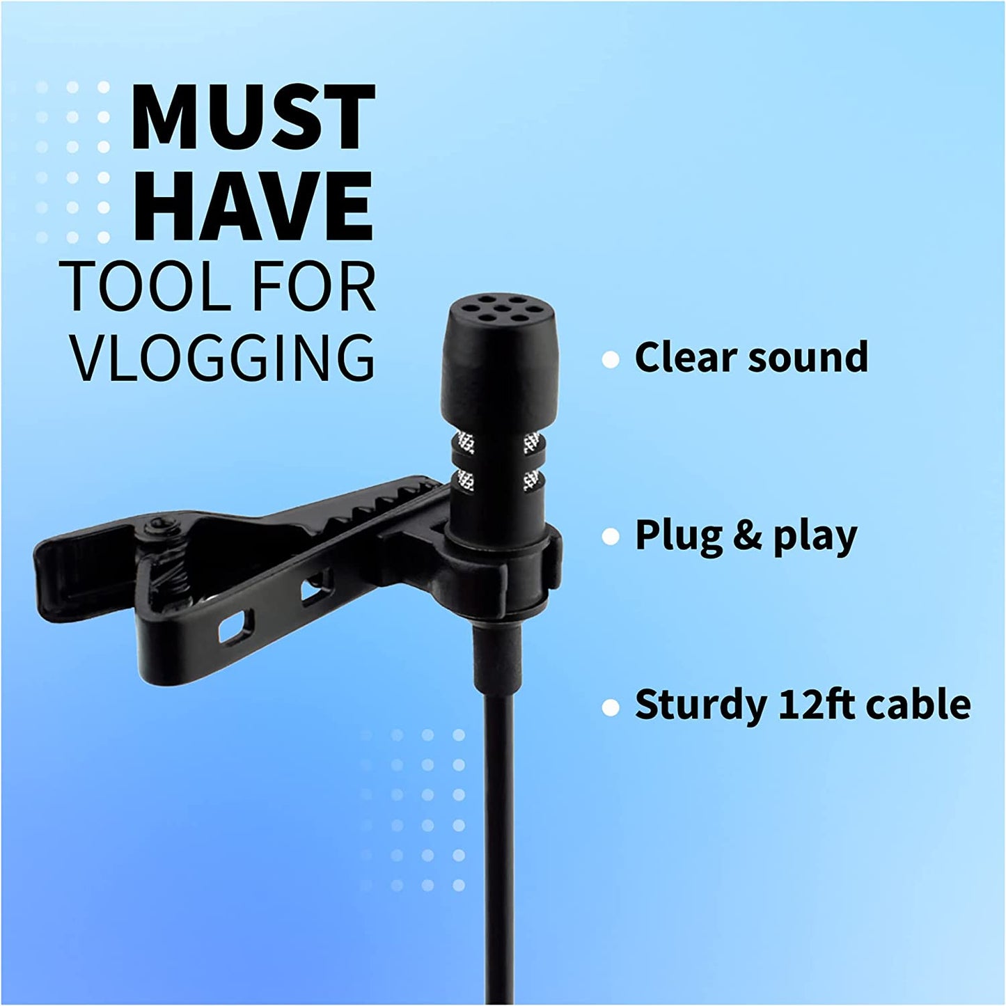 Youmic - Small Lavalier Microphone with Clip - Lav Lapel Mic for Camera Phone Iphone Ios Android PC Laptop Video Recording - Noise Cancelling 3.5Mm Jack  YouMic   