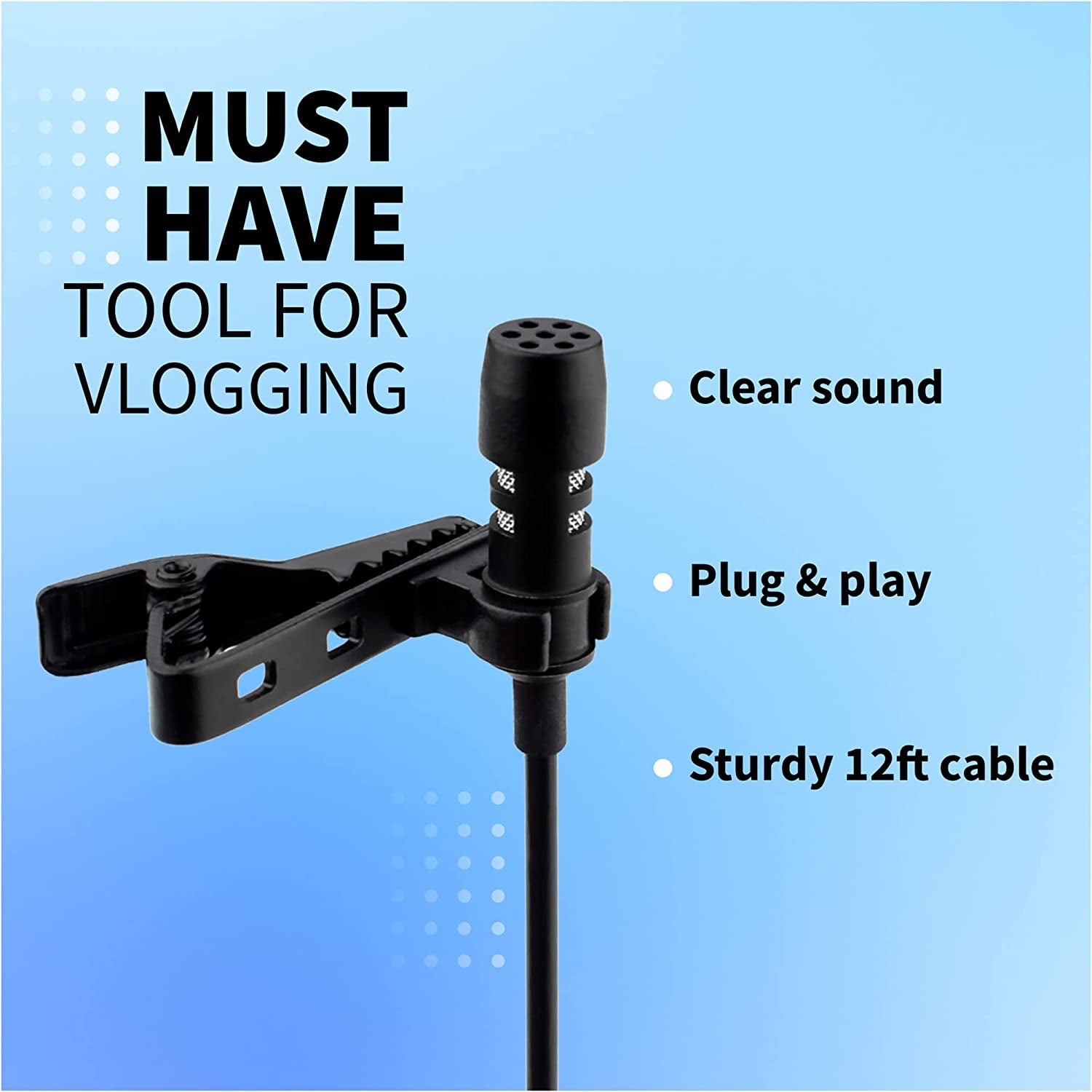 Youmic - Small Lavalier Microphone with Clip - Lav Lapel Mic for Camera Phone Iphone Ios Android PC Laptop Video Recording - Noise Cancelling 3.5Mm Jack  YouMic   