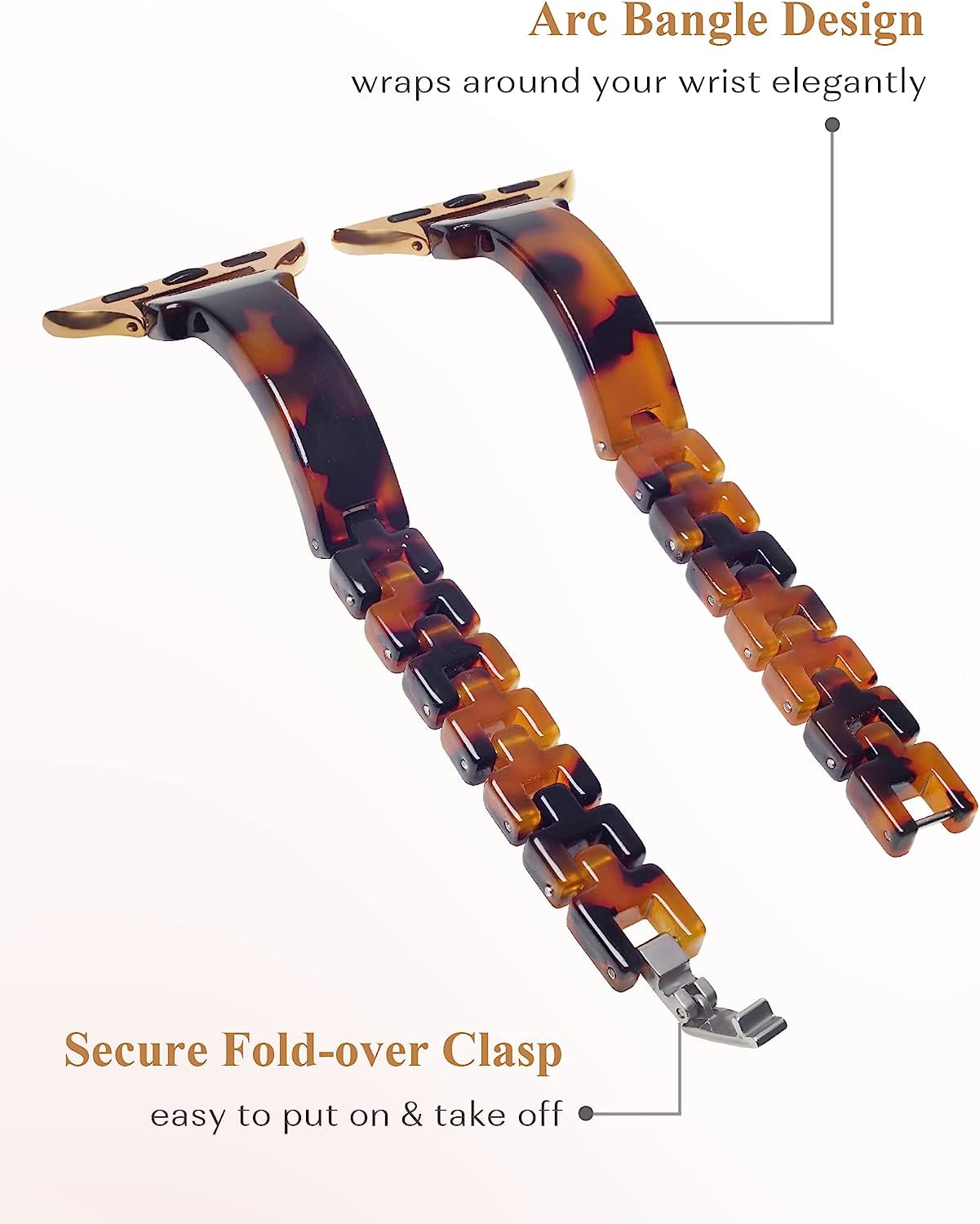 Slim Resin Band Compatible with Apple Watch Band 38/40/41/42/44/45/49Mm, Fashion Tortoise Shell Watch Bracelet Band for Iwatch Series Ultra/Se/8/7/6/5/4/3/2/1, Thin Light Watch Strap Wristband for Iwatch for Women Girls  Unilily   