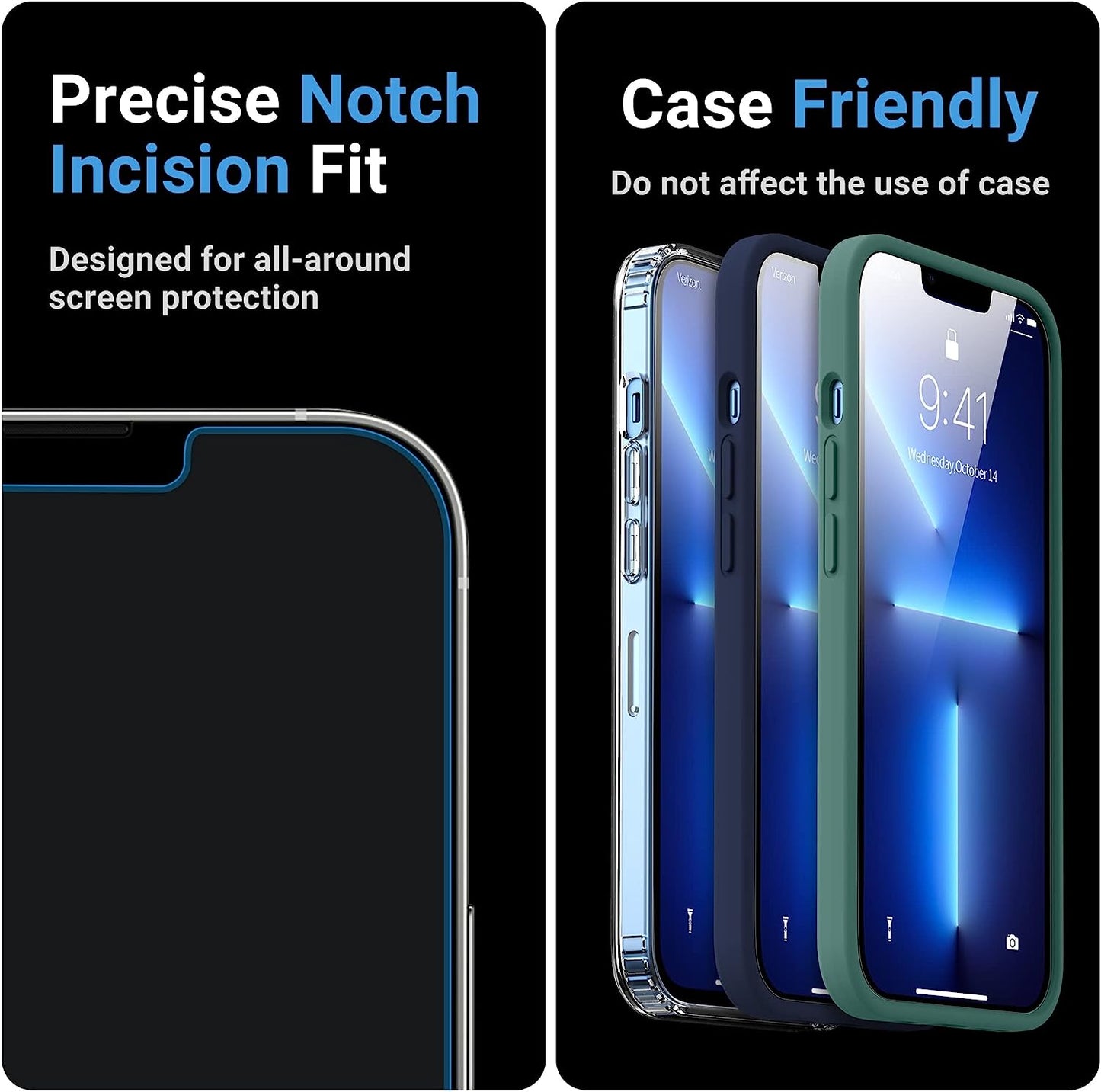 OTOFLY Glass Screen Protector Designed for Iphone 13/Iphone 13 Pro, 2 Pack 6.1 Inch Full Protection Durable Tempered Glass for Iphone 13/ 13 Pro 6.1" with Easy Installation Kit [Anti-Scratch, Anti-Fingerprint, Bubble Free and Case-Friendly]  OTOFLY Direct   