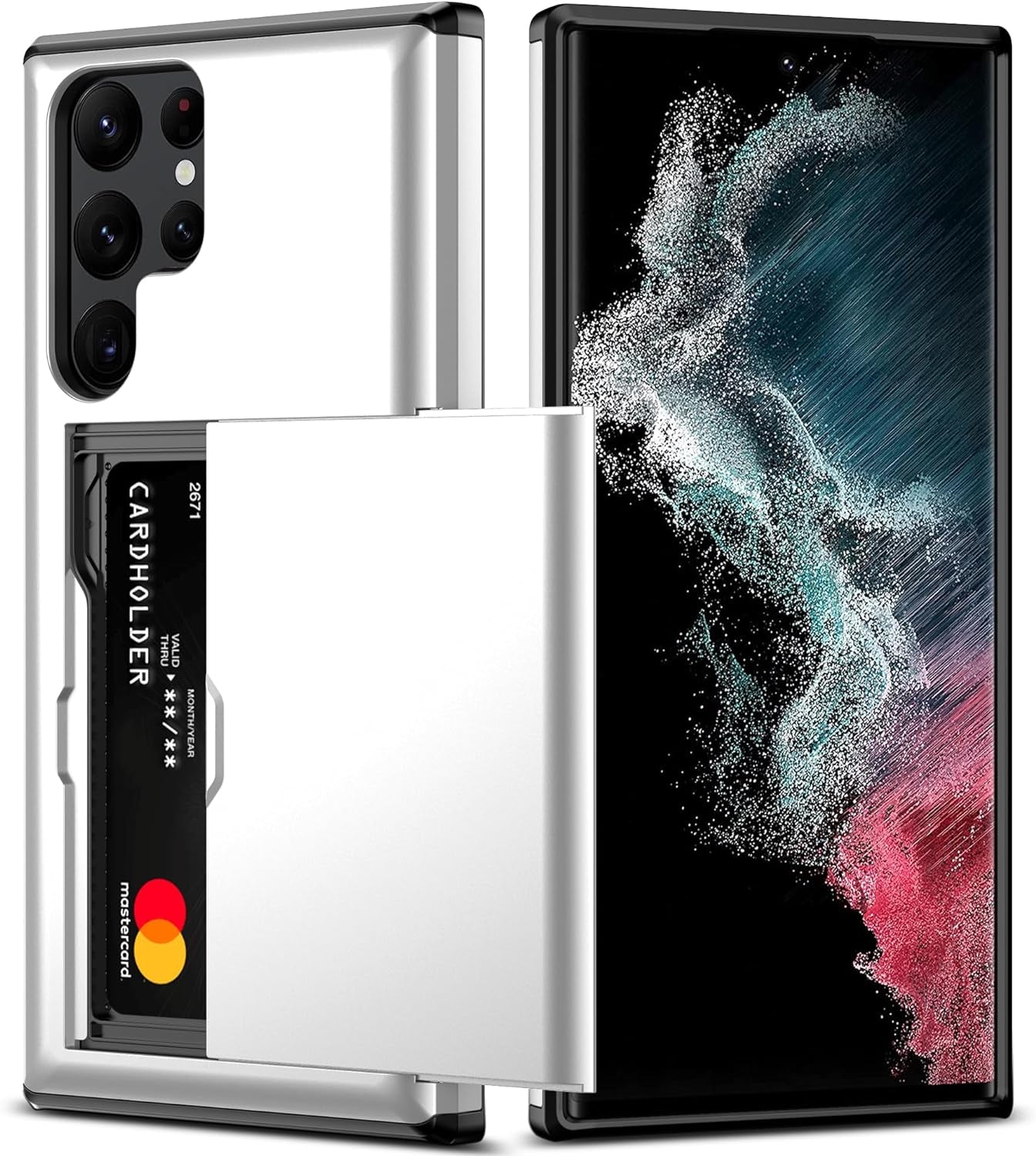 Nvollnoe for Samsung S22 Case with Card Holder 5G 6.1 Inch Slim Dual Layer Heavy Duty Protective Galaxy S22 Case Hidden Card Slot Wallet Case for Samsung S22(Rose Gold)  Nvollnoe White For Galaxy S22 Ultra-6.8'' 