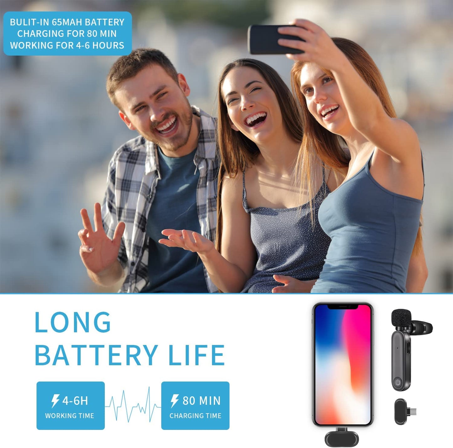 Oney World Wireless Lavalier Microphone, Lapel Mic, Suitable for Smartphone, Use It to Record Video, Live on Facebook, Tiktok, Youtube Platforms. Plug and Play with 2 Noise-Cancelling Microphones  Oney world   