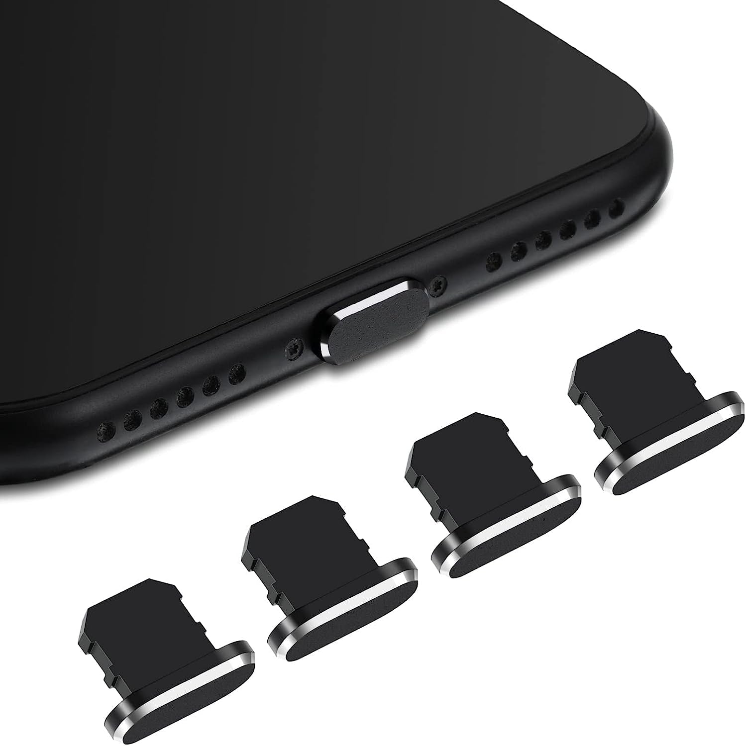 4 Pieces anti Dust Plugs,Iphone Plug Cover Iphone 7 plus Charger Plug Protector Iphone Dust Plug Charger Protector Charging Dust Cover Compatible Iphone 7, 8,11, 12, Max/X/Xs/Xr, Plus(Black)  Hi.FANCY   