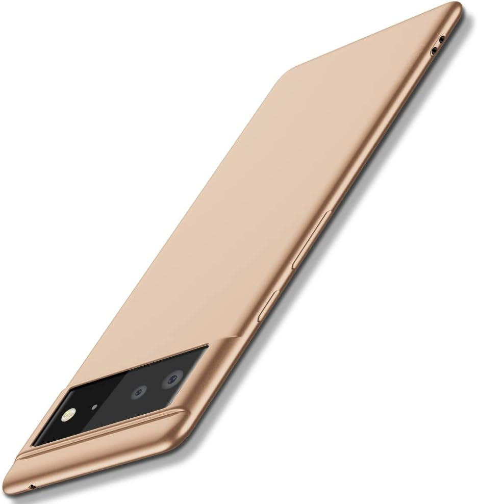 X-Level Google Pixel 6 Case Ultra-Thin Slim Fit [Guardian Series] Phone Cases Soft Flexible TPU Matte Finish Coating Light Protective Back Cover for Pixel 6-Black  X-level Gold  