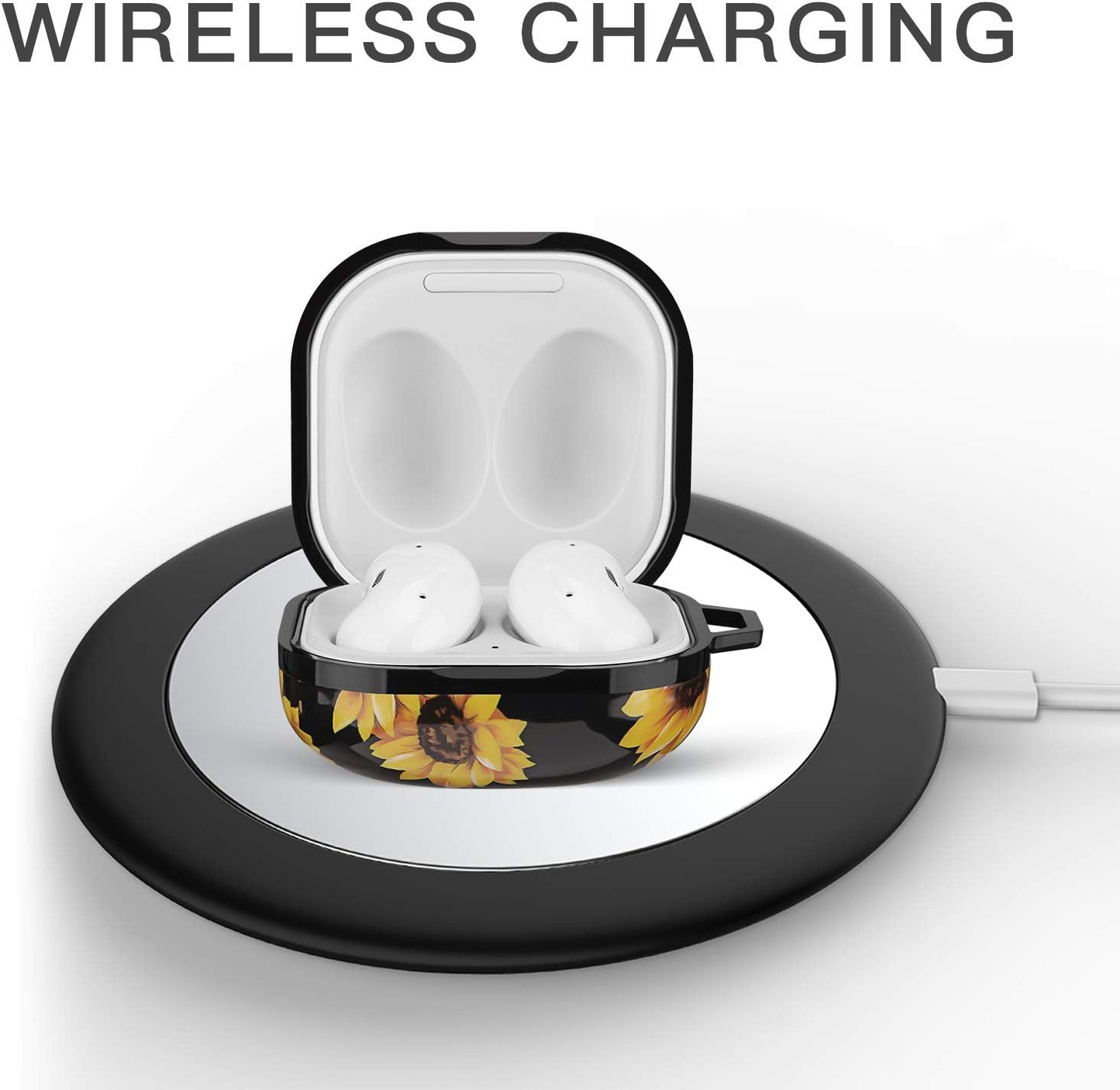 GOLINK Floral Full Body Protection Hard PC Cover with Printing Designs Compatible with Samsung Galaxy Buds Live(2020)/Buds Pro (2021)/Buds 2(2021) Charging Case-Sunflower  LiangYe   