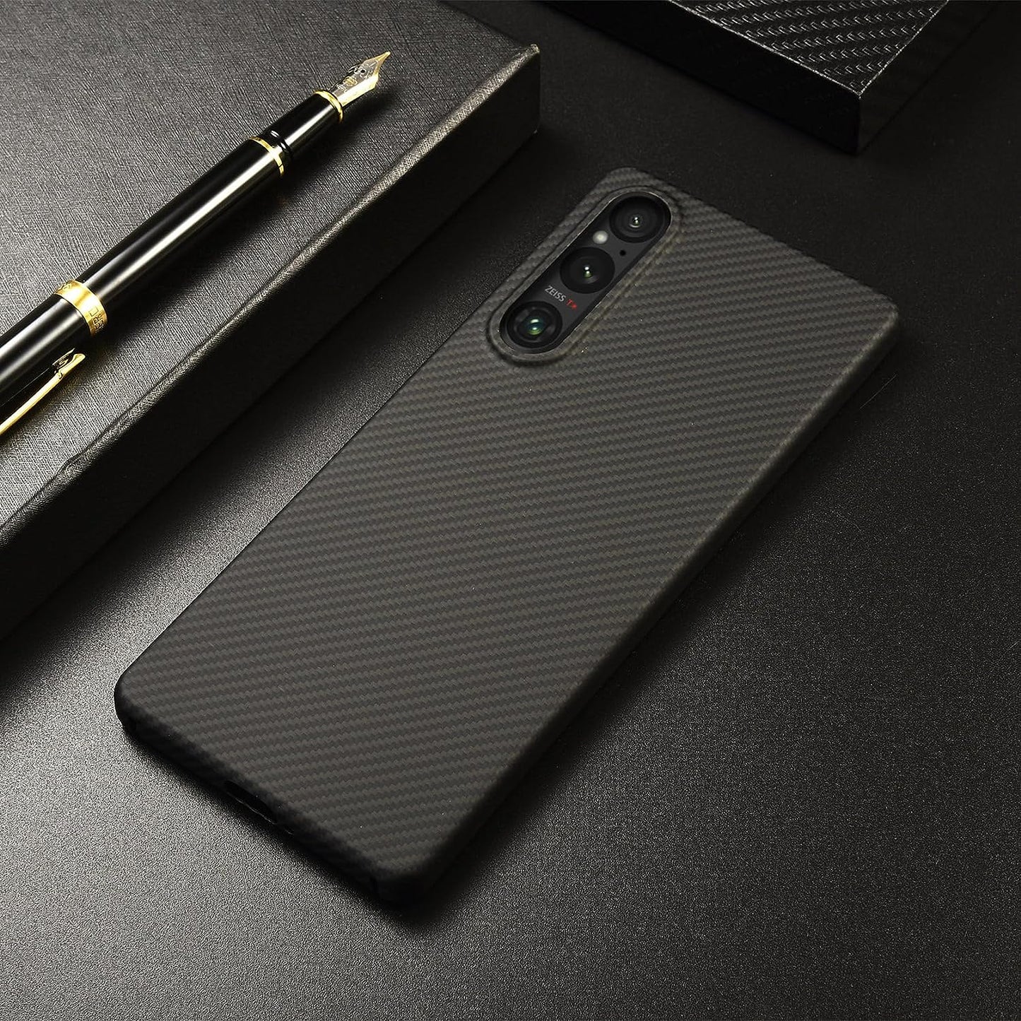 GIMENOHIG Ultra-Thin and Lightweight Rare 600D Aramid Carbon Fiber Case for Sony Xperia 1 V Phone Protective Cover (600D Black)  GIMENOHIG   