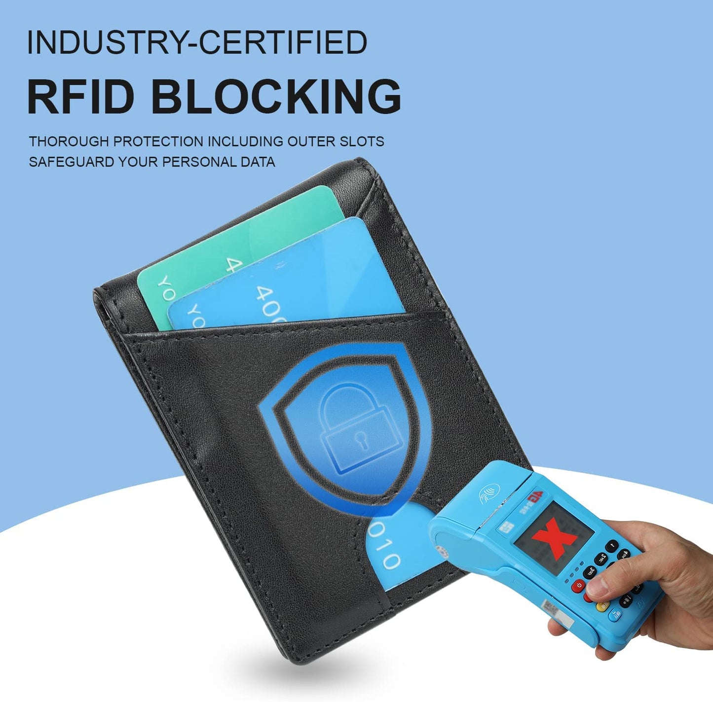 ZUOYOUZ Wallet for Men, RFID Blocking Wallet Slim Bifold Leather Wallet Minimalist Front Pocket Wallets for Father with Money Clip Christmas Gift for Men (Black)  ZUOYOUZ   