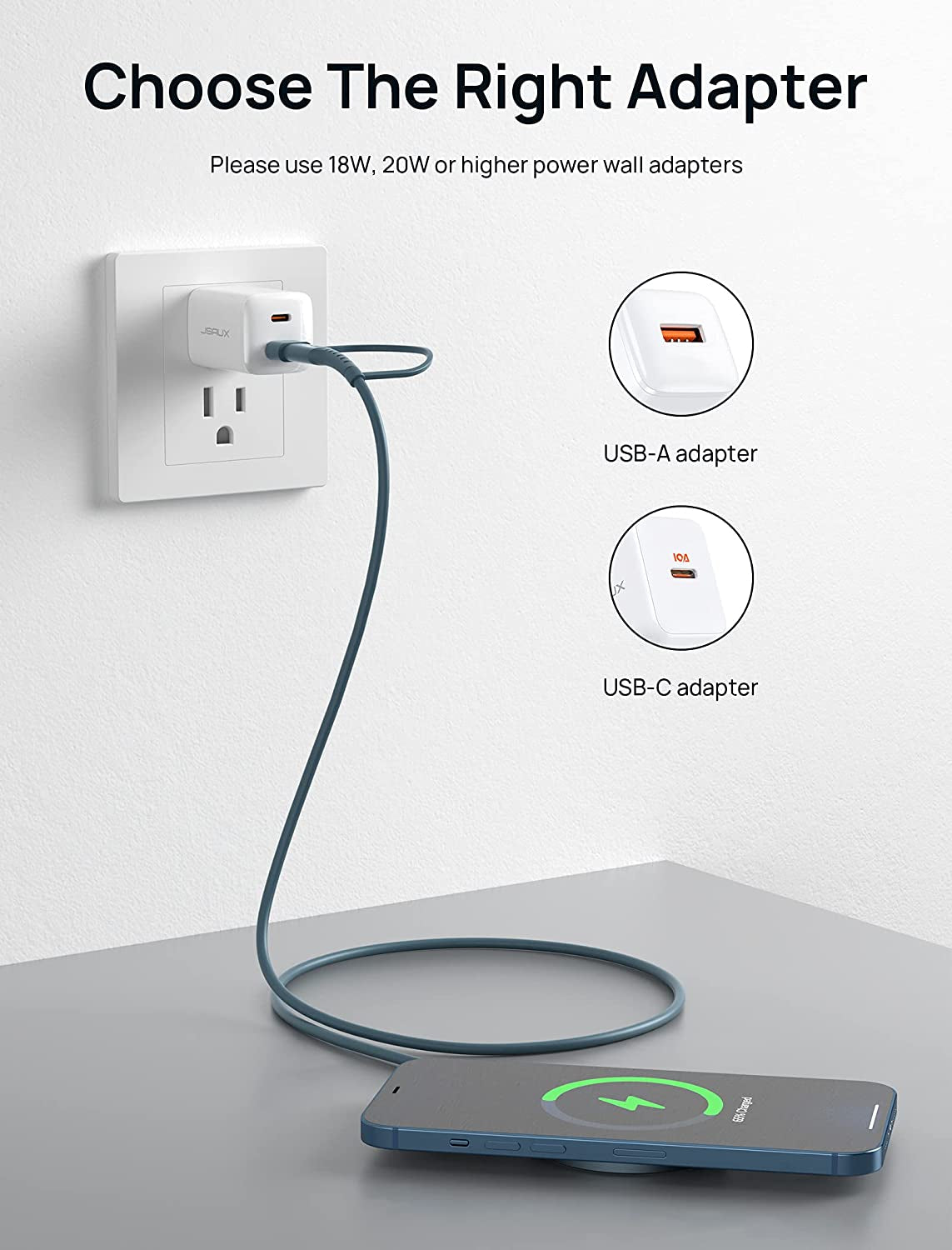 JSAUX Magnetic Wireless Charger Compatible with Mag-Safe Charger/Iphone 14/14 Pro/14 Plus/14 Pro Max/Iphone 13/13 Pro/13 Pro Max/13 Mini/Iphone 12, Magnetic Wireless Charging Pad, Mag Charger (Blue)  Shenzhen Wuyishi Technology Co.,Ltd   