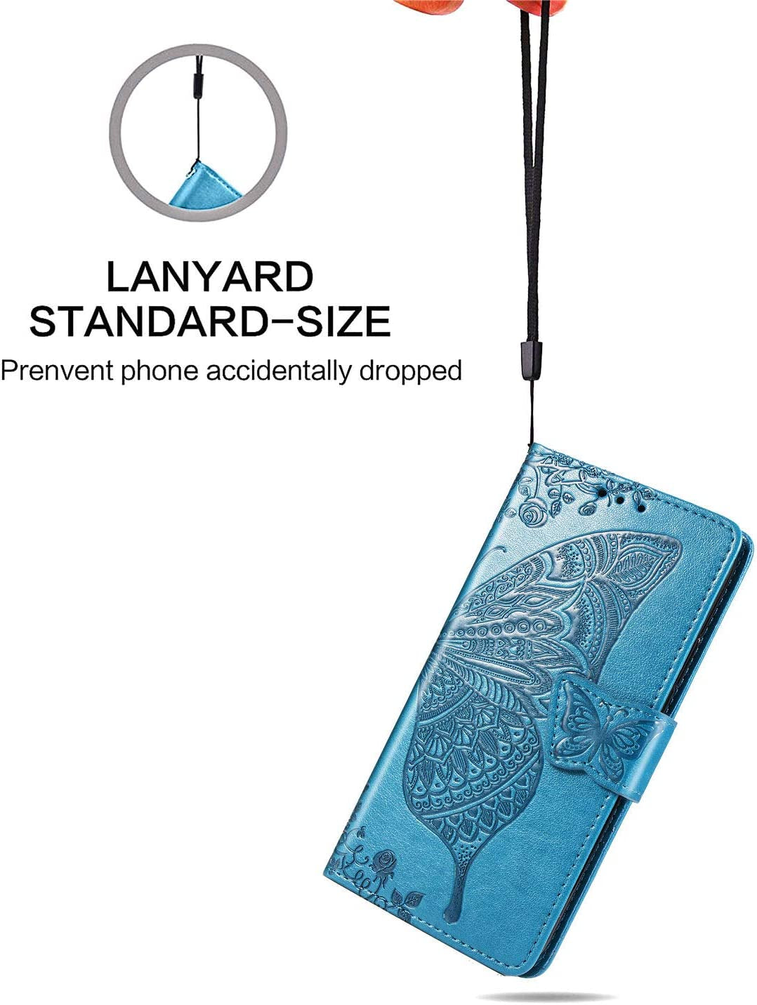 Case for LG G8 Thinq Cover,Embossing Mandala Butterfly Rose Vine Flip Folio Wallet Case PU Leather Stand Card Slots Protective Case Cover + Dust Plug Stylus for LG G8 Thinq Wallet Case,Blue  ikasus   