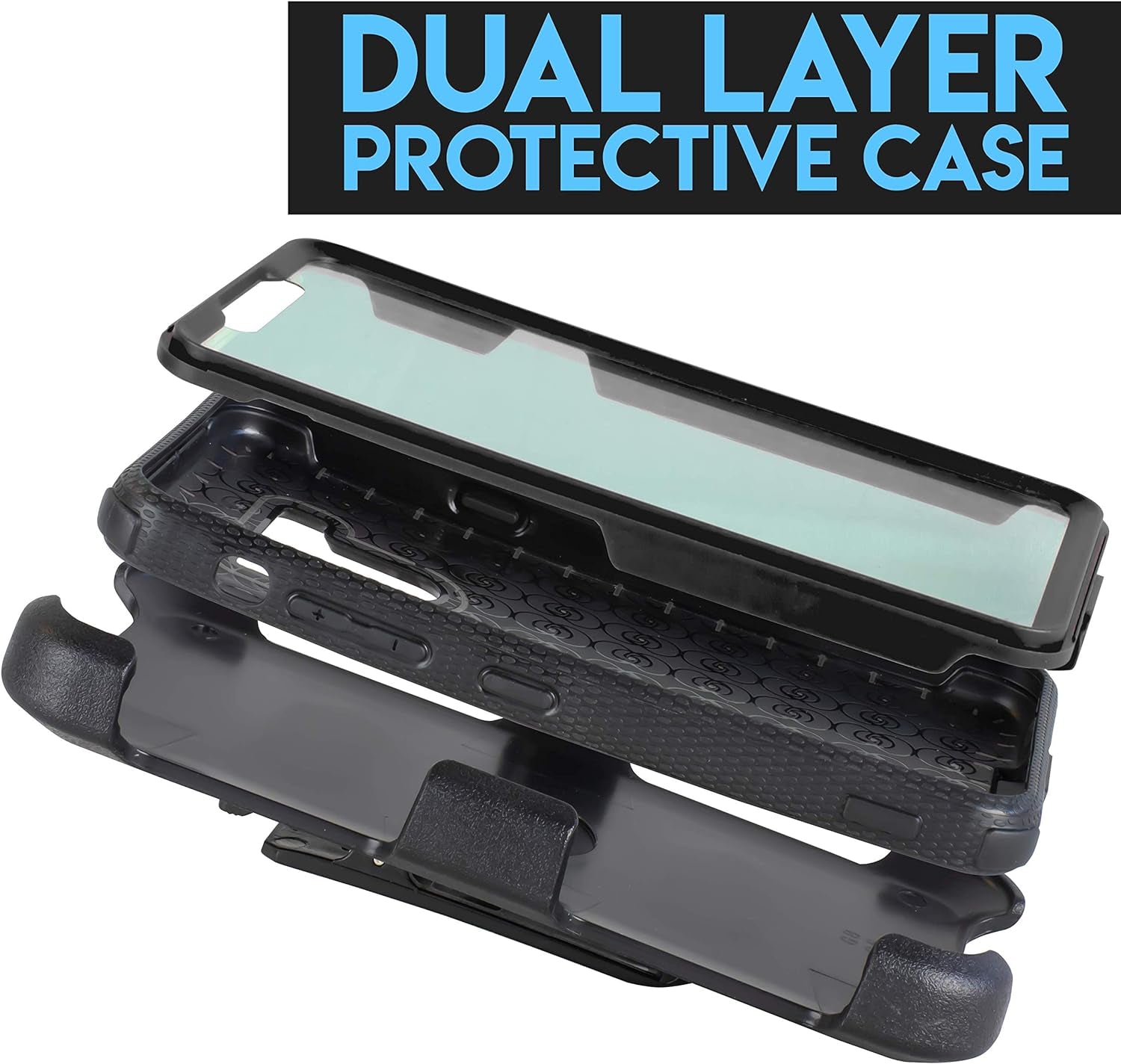 For LG G8 Thinq Case, LG G8 Case, W/Built-In [Screen Protector] Heavy Duty Full-Body Armor Case [Belt Clip Holster][Kickstand] (Black)  mstechcorp   