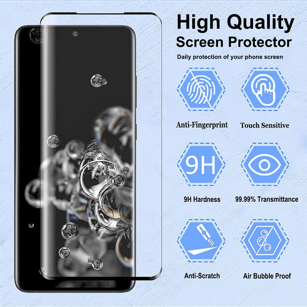 Micger Galaxy S20 Screen Protector 【2+2 Pack】 with 2 Pack Camera Lens Protector, Compatible Fingerprint, 3D Glass Full Coverage 9H Hardness Tempered Glass Screen Protector for Samsung Galaxy S20 5G  Micger   