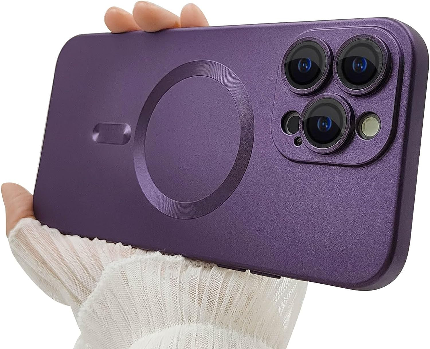 Womdakon Magnetic Case for Iphone 12 Pro Max Phone Case for Women, [Adaptation with Magsafe] Matte Luxury Soft Metallic Luster Design for Iphone 12 Pro Max 6.7'' with Camera Protector-Green  Womdakon Purple  