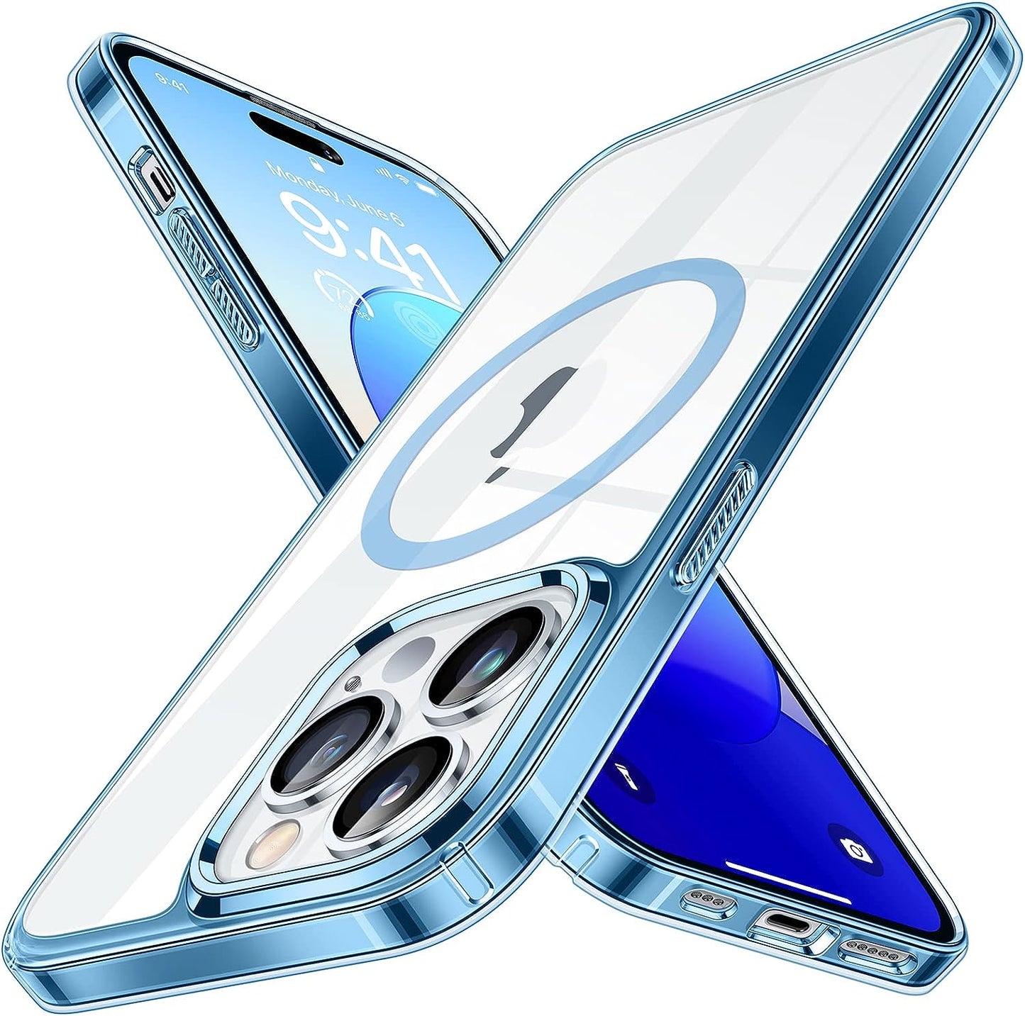 Simtect Designed for Iphone 14 Pro Case with Sliding Camera Cover, Shockproof & Military-Grade Protective Silicone Phone Case for Iphone 14 Pro 6.1 Inch - Clear  Simtect Clear Blue Iphone 14 Pro Max 