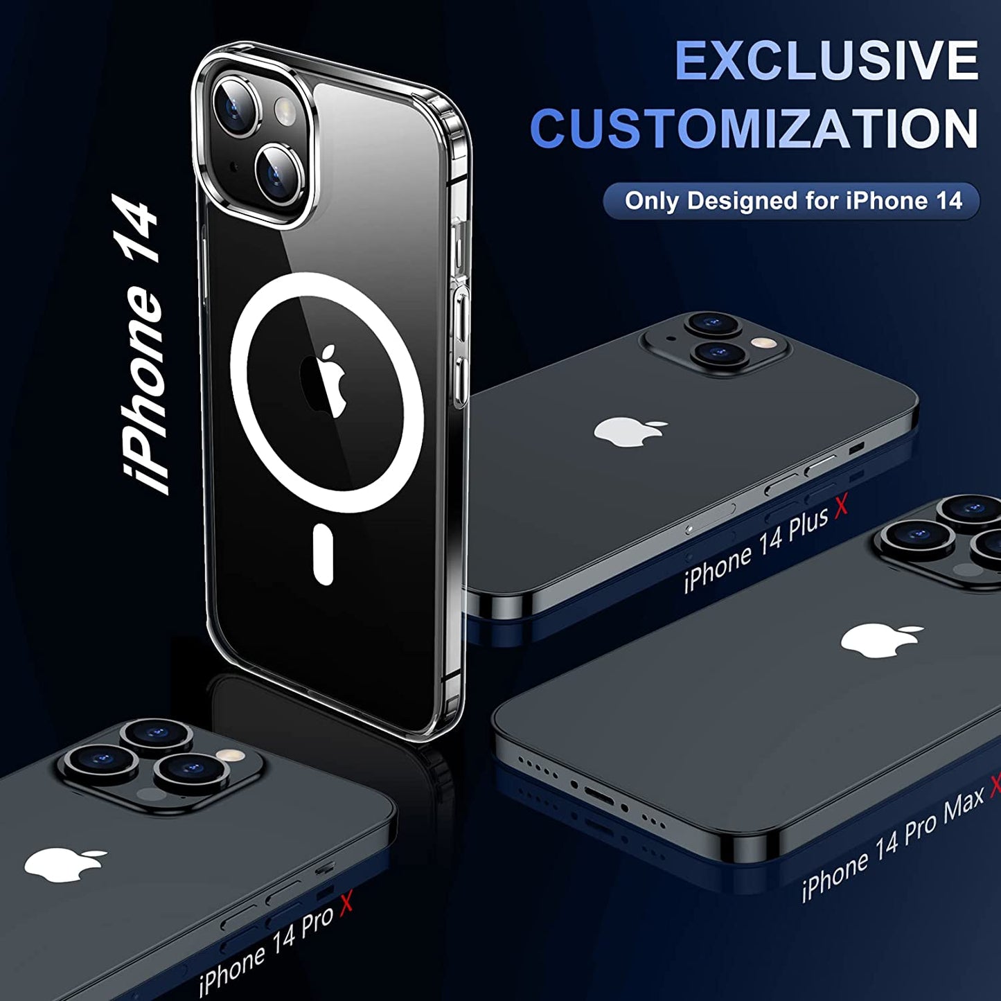 Temdan Magnetic for Iphone 14 Case,[Not Yellowing] with 2 Pack [Glass Screen Protector + Lens Protector] Military Drop Protection Shockproof Slim Iphone 14 Phone Case 6.1"-Clear  Temdan   