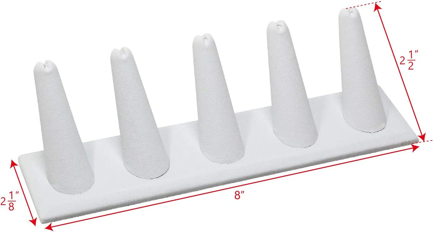 MOOCA 2 Pcs Set Ring Organizer for Showcase Display Drawer 5 Long Ring Storage Holder Jewelry Display Stands Showcase Jewelry Storage Counter, White Leatherette, 8" W X 2 1/8" D X 2 1/2" H  MOOCA   