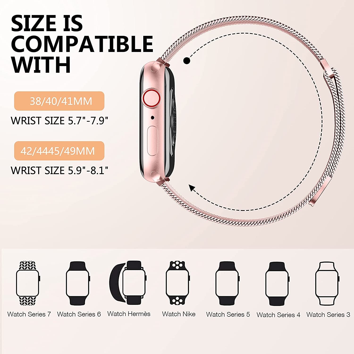 Zedoli Metal Band Compatible with Apple Watch Bands 40Mm 38Mm 41Mm 45Mm 44Mm 42Mm 49Mm for Women Men, Stainless Steel Milanese Mesh Loop Magnetic Wristbands for Iwatch Series 8 7 6 5 4 3 2 1 SE Ultra  Zedoli   