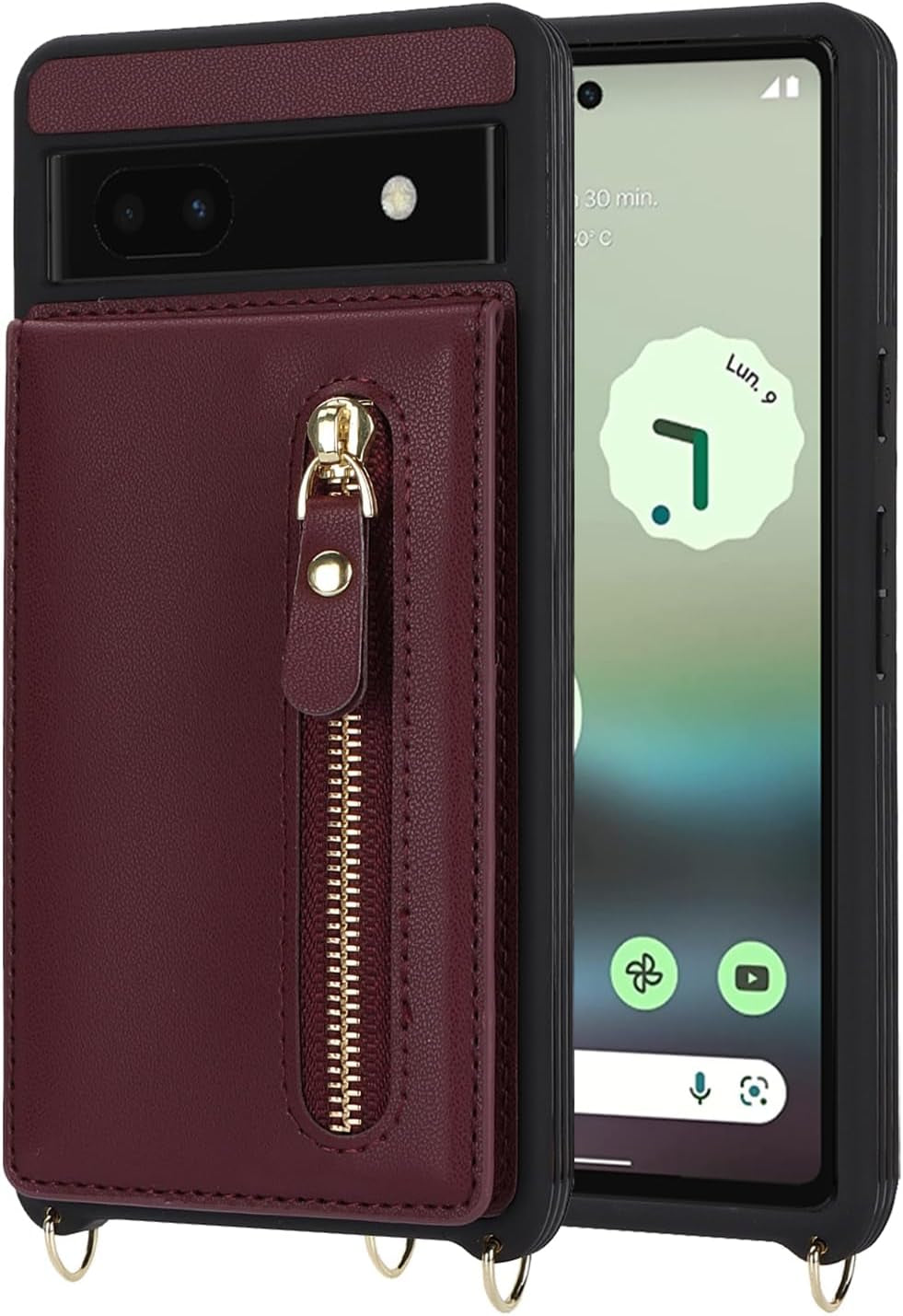 Jaorty Google Pixel 6A Case for Women with Card Holder 6.1" 5G 2022,Google Pixel 6A Phone Case with Strap,Crossbody Lanyard Cases with Credit Card Slots with Stand,Burgundy  Jaorty   