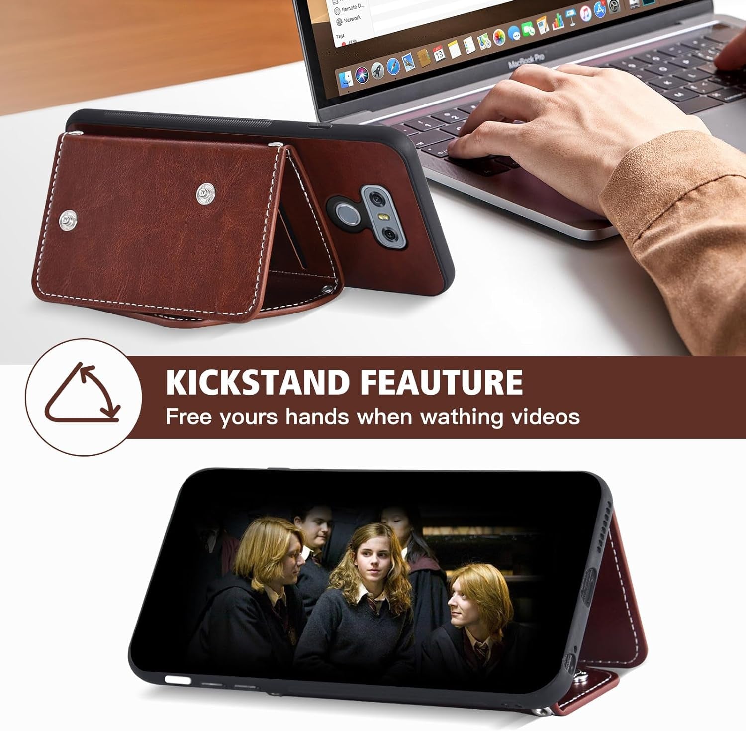 Asuwish Phone Case for LG G6 Wallet Cover with Screen Protector and Credit Card Holder Crossbody Strap Stand Leather Cell Accessories LGG6 Thinq LG6 Thin Q G 6 plus G6+ 6G VS988 H872 Women Girl Brown  Asuwish   