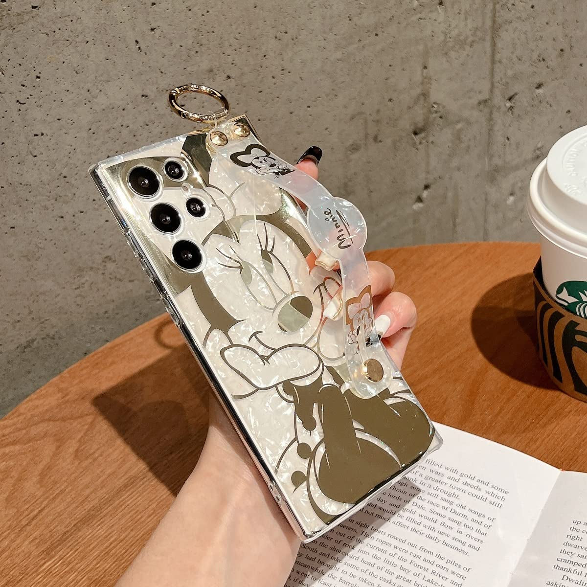 Meishangmei for Samsung Galaxy S22 Ultra Case 6.8" Sparkle Bling with Strap Stand Cute Pattern IMD Plating Design Silicone Shockproof Protective Glitter Cases Cover for Girls and Women - Minnie  Meishangmei   