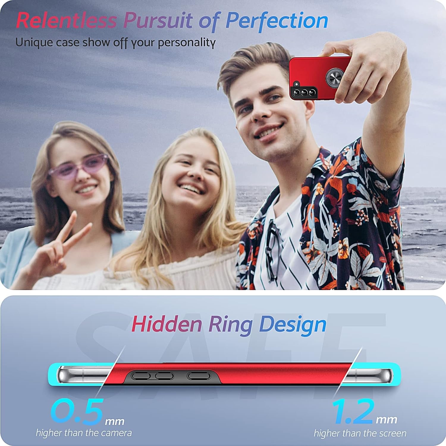 Anqrp Hidden Series Galaxy S22 plus Case 5G,[Heat Dissipation][No Fall-Off Kickstand] 360°Metal Ring, 15Ft Military Grade Shockproof Phone Case for Samsung Galaxy S22 plus 6.6 Inch, Red  Anqrp   