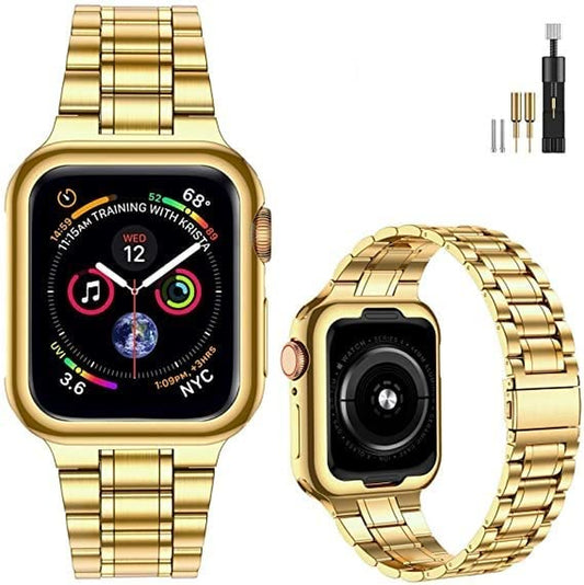 Miohhr Solid Stainless Steel Band Compatible with Apple Watch 49Mm 45Mm 44Mm 42Mm 41Mm 40Mm 38Mm, Metal Strap for Iwatch Series Ultra 8 7 6 5 4 3 2 1 SE Women and Men  MioHHR   