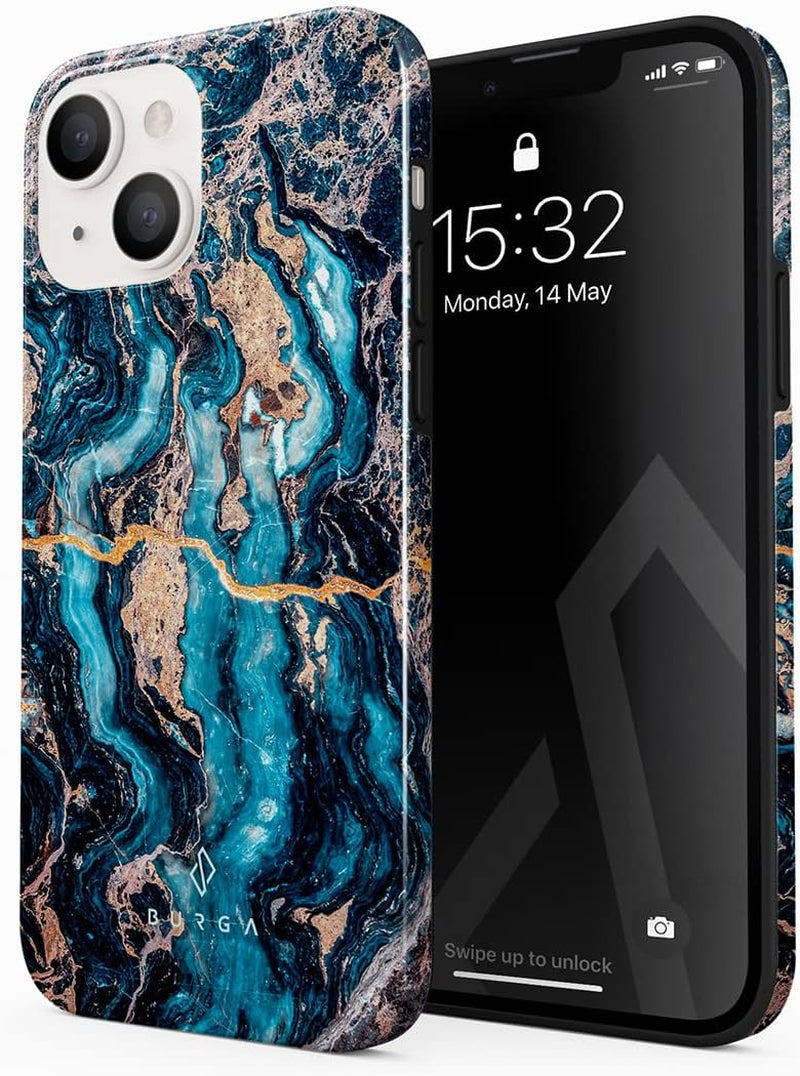 BURGA Phone Case Compatible with Iphone 14 PRO MAX - Wireless Charging Compatible, Hybrid 2-Layer Hard Shell + Silicone Protective Case, Heavy Duty Protection, Slim Fit, Shock-Absorbent, Almond Latte  BURGA Mystic River Iphone 13 Mini 