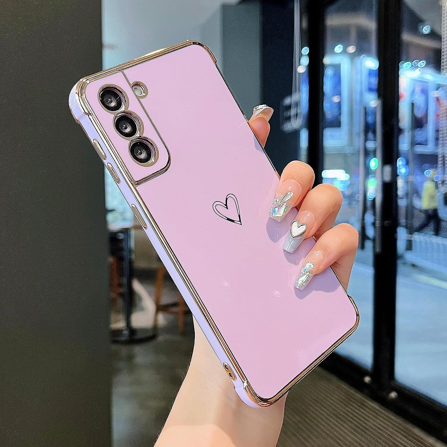 ZTOFERA Samsung Galaxy S22 plus 5G Case,Cute Plating Edge Love Hearts Pattern with Camera Lens Protection Phone Cover for Galaxy S22 plus 5G 6.6",Purple  ZTOFERA   