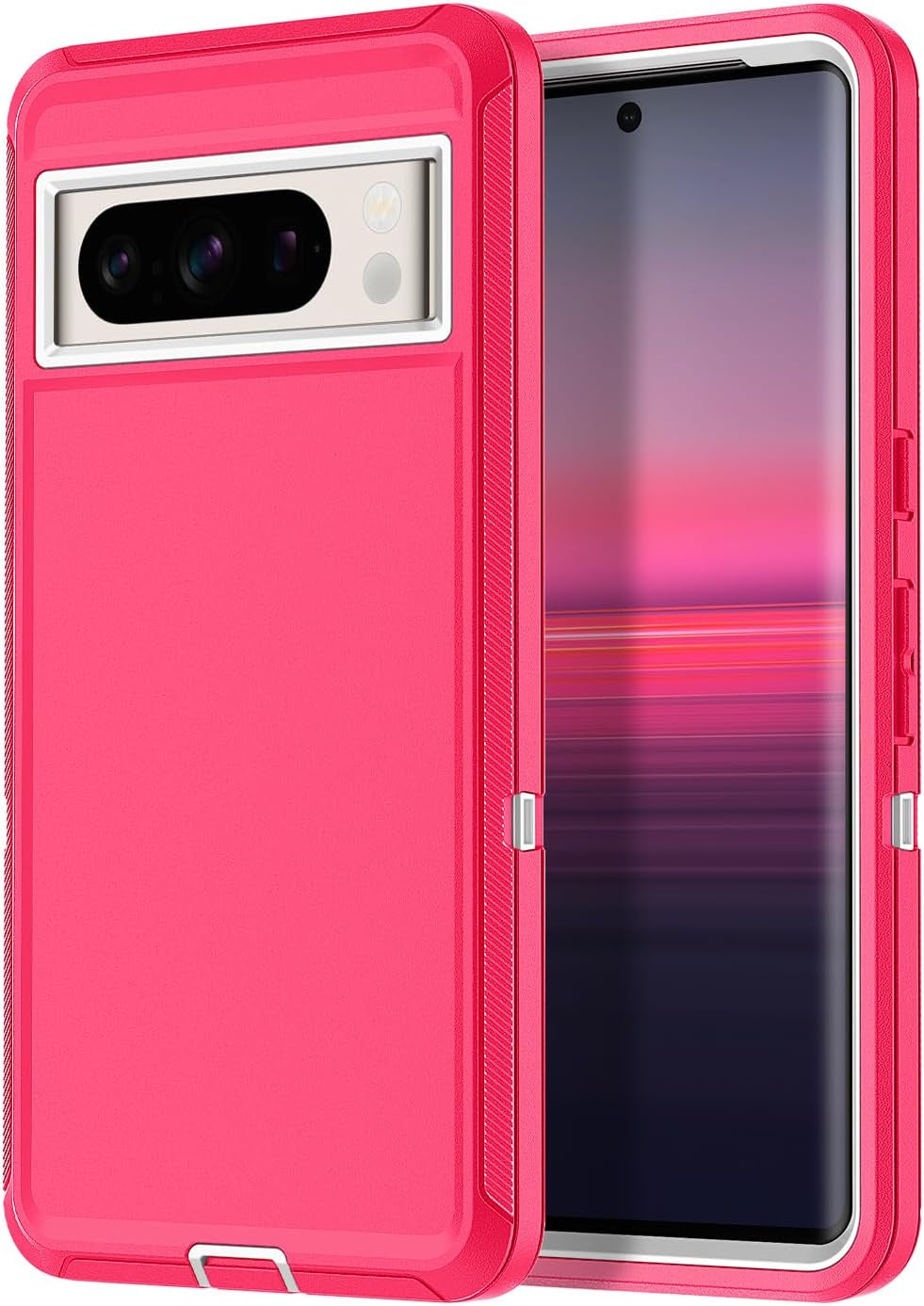 I-HONVA for Google Pixel 8 Pro Case Shockproof Dust/Drop Proof 3-Layer Full Body Protection [Without Screen Protector] Rugged Heavy Duty Durable Cover Case for Google Pixel 8 Pro 6.7" 2023,Purple/Pink  I-HONVA Pink/White  