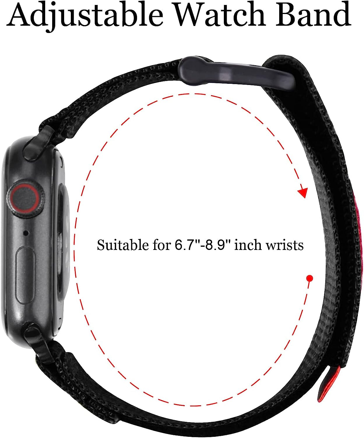 V.R.HOPE Nylon Watch Band Compatible with Apple Watch 42Mm 44Mm 45Mm for Men, Sports Strap Loop Adjustable Replacement Iwatch Bands for Series 8 7 6 5 4 3 2 1 SE  V.R.HOPE   